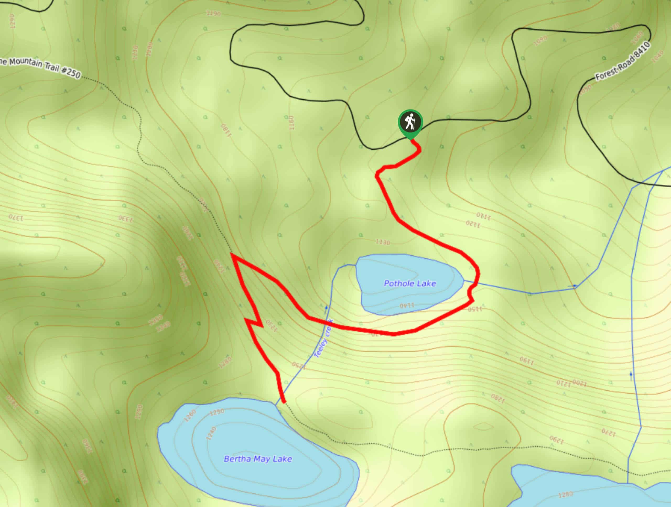 Bertha May Lake via Teeley Trail Map