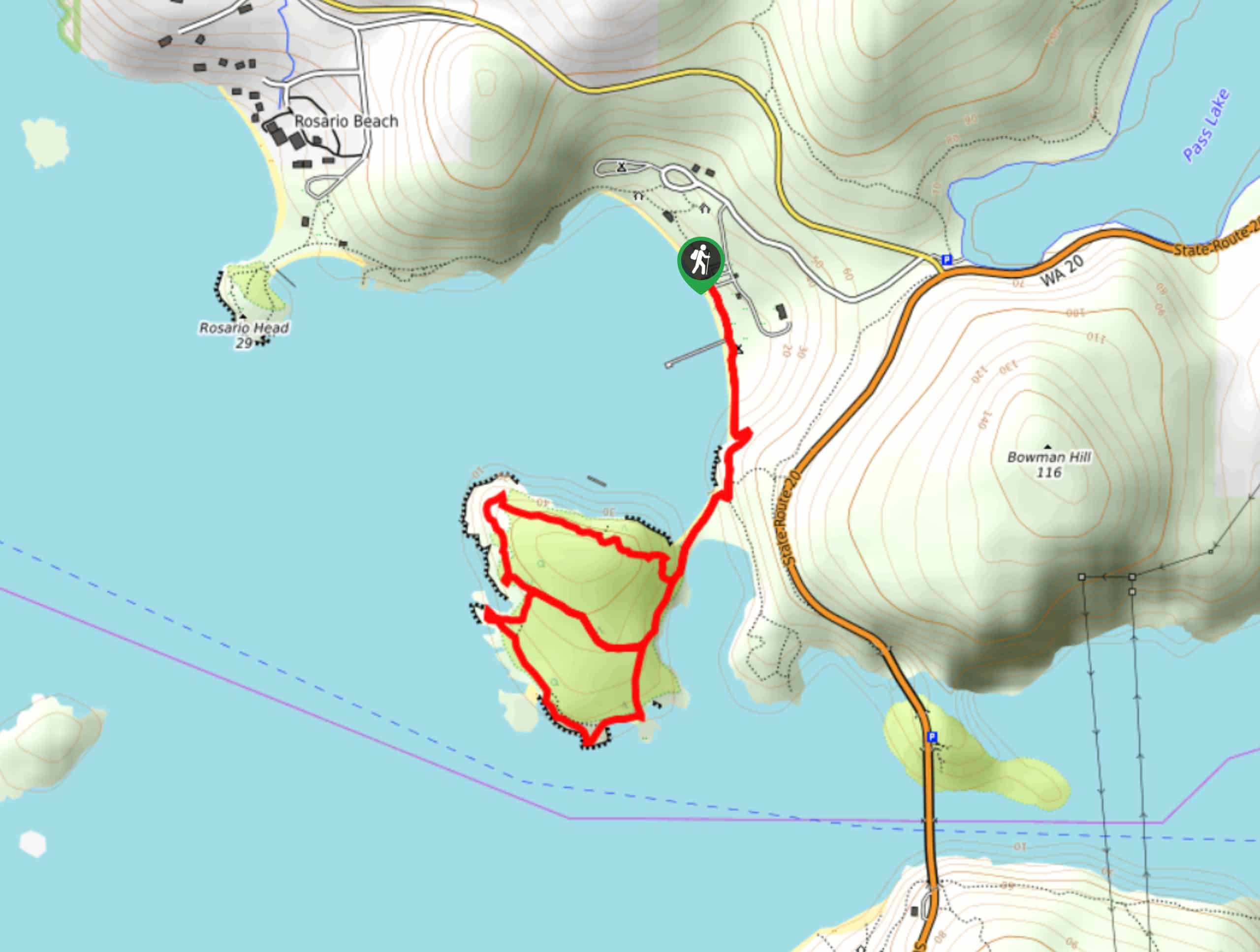Lighthouse Point via Rosario Beach Trail Map
