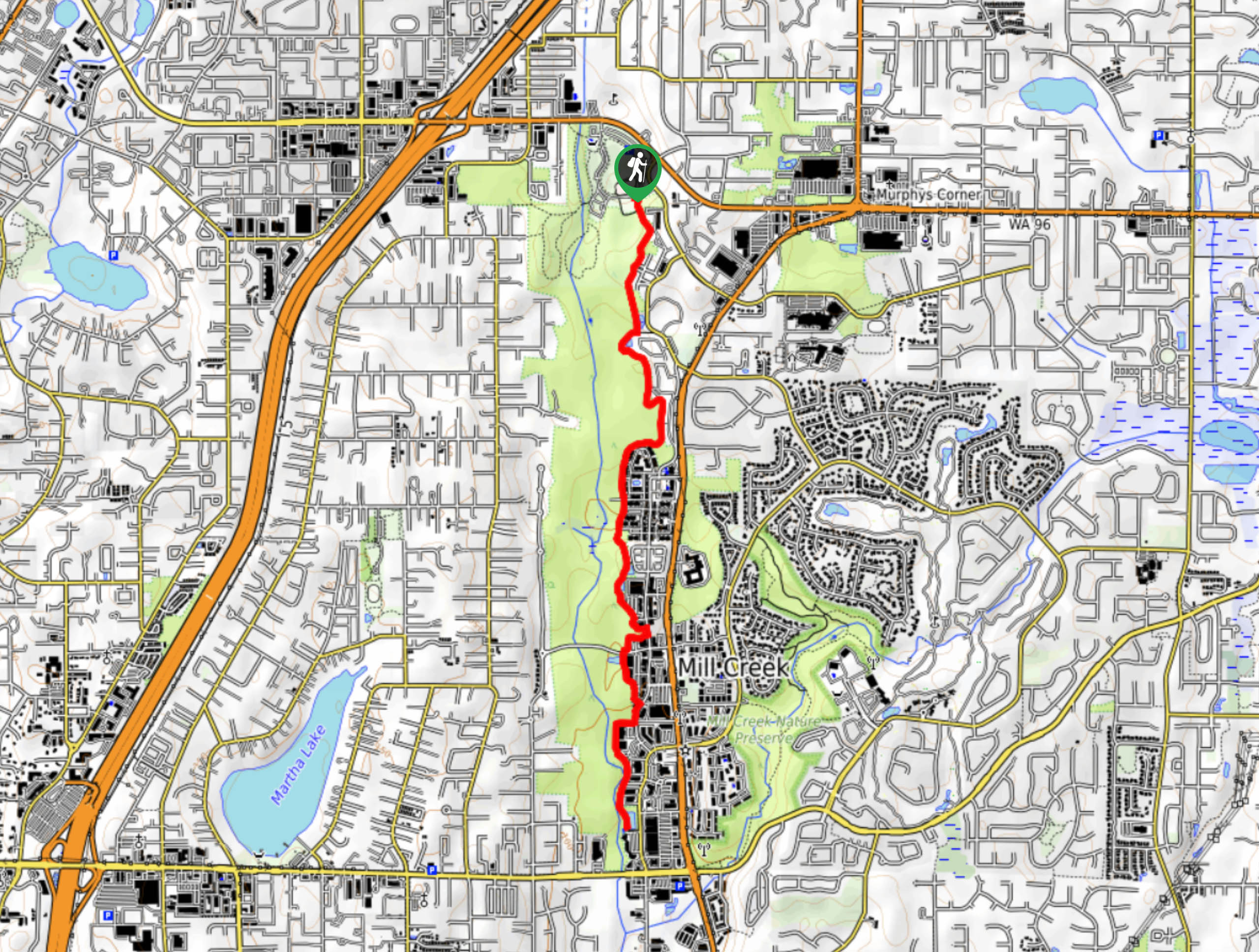 North Creek Trail: McCollum Pioneer Park to Mill Creek Map