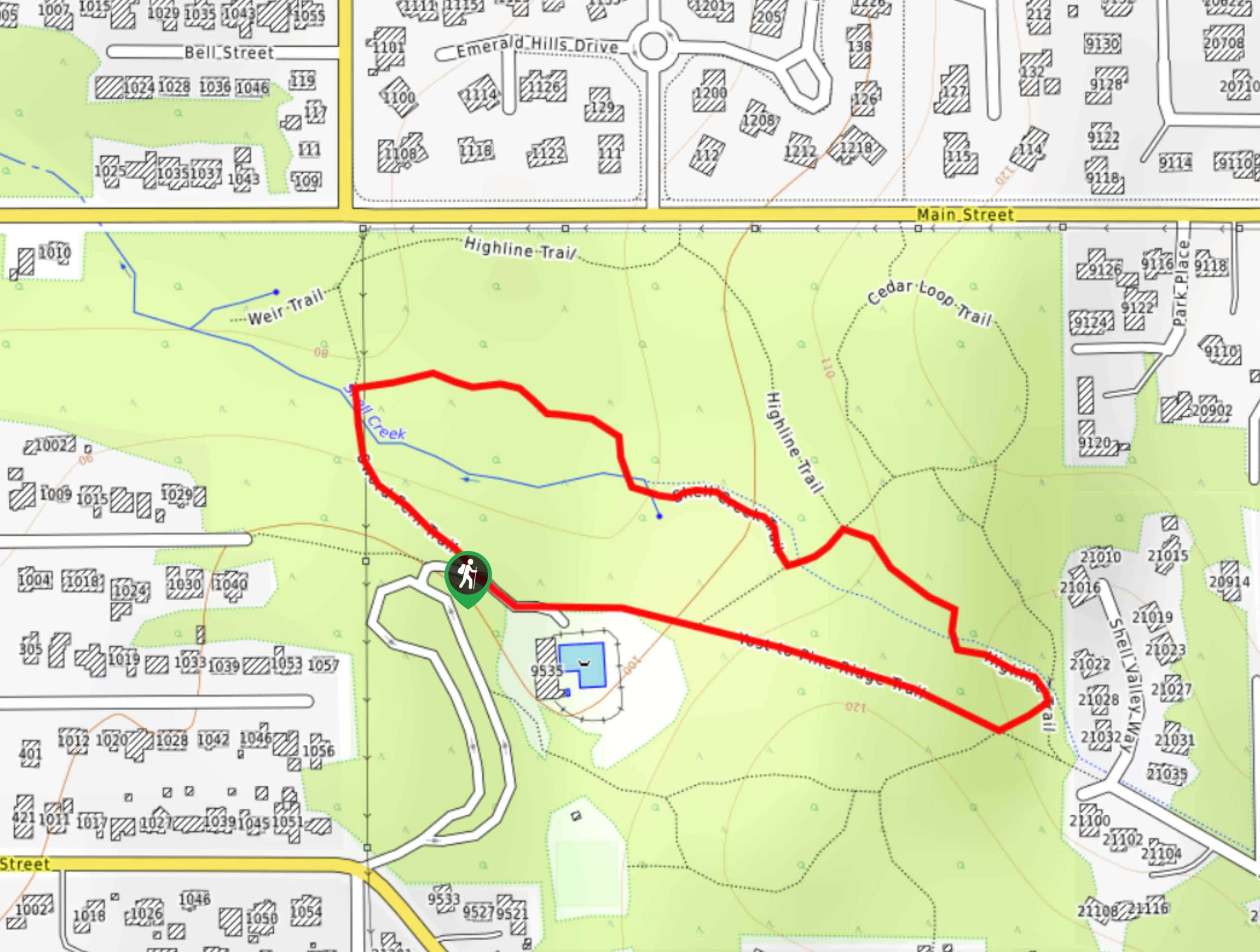 Sword Fern, Shell Creek, and Yost to Pine Ridge Loop Map