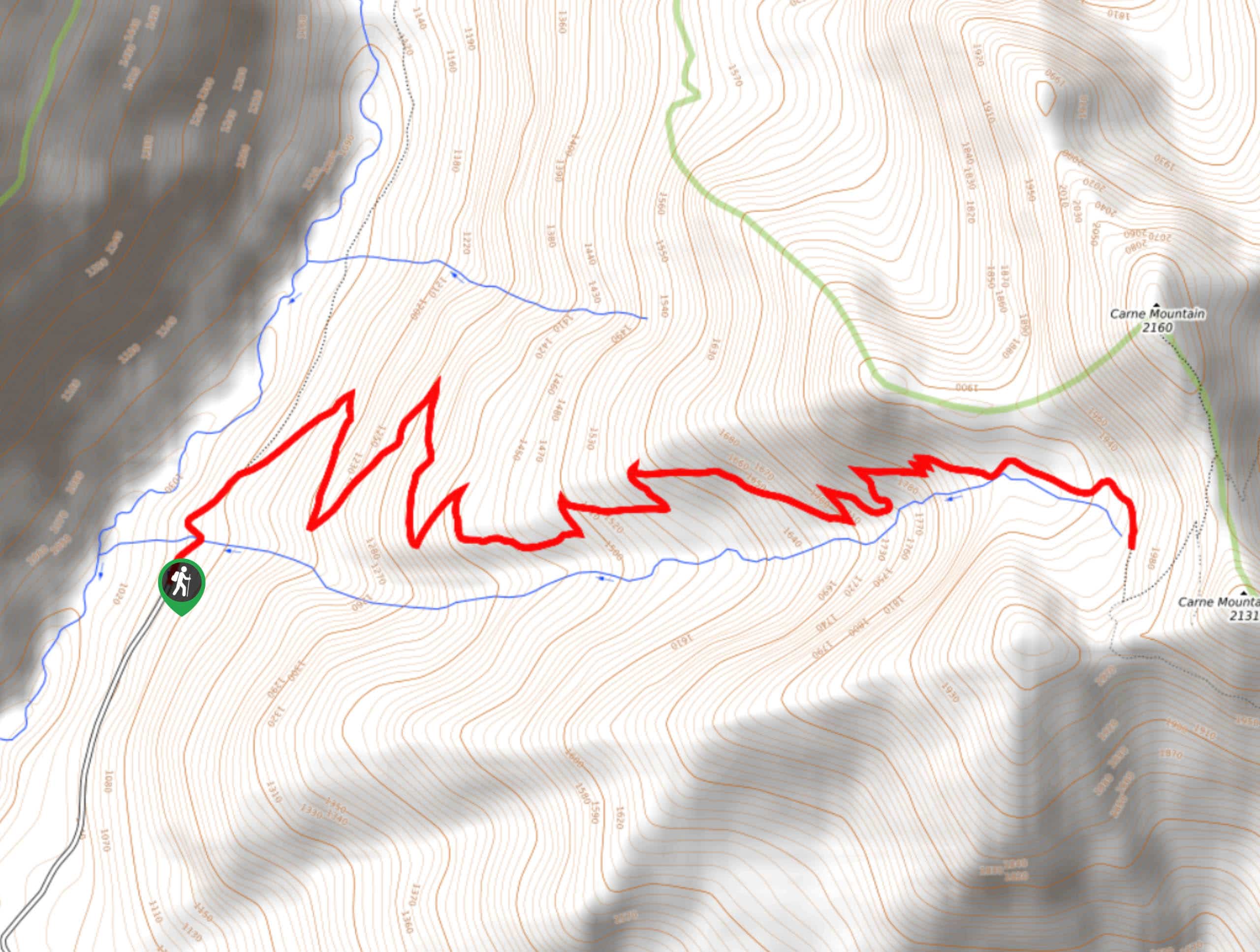 Carne Mountain Basin Hike Map