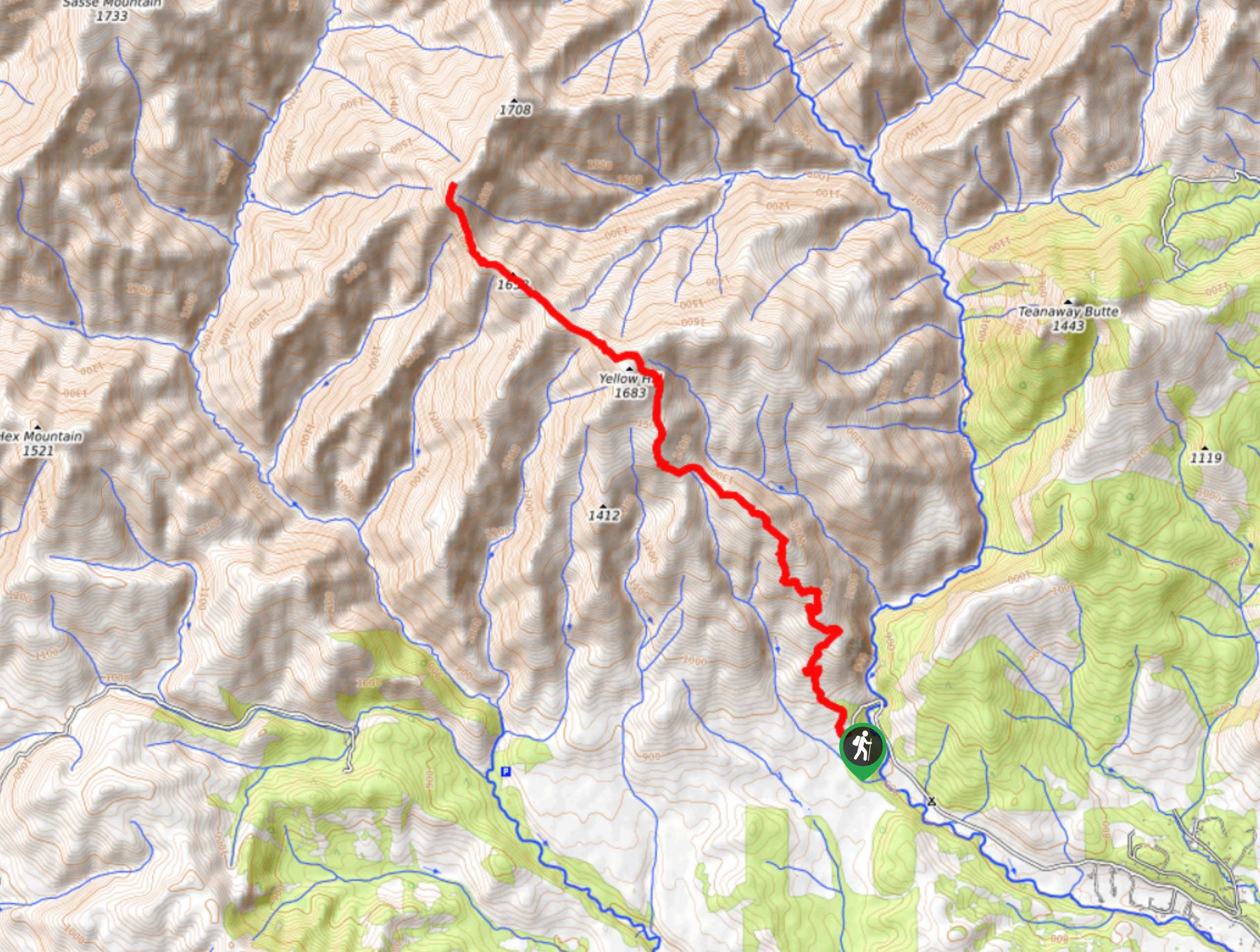 Elbow Peak via Yellow Hill Trail Map
