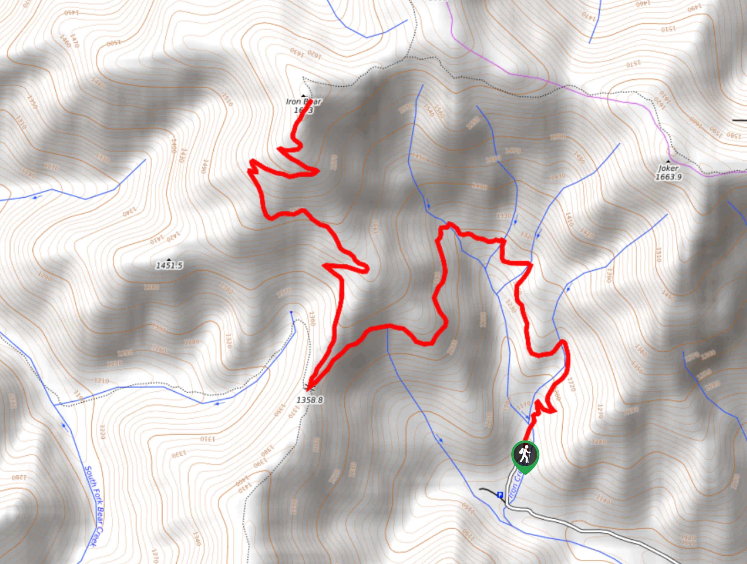 Iron Bear via Teanaway Ridge Trail Map