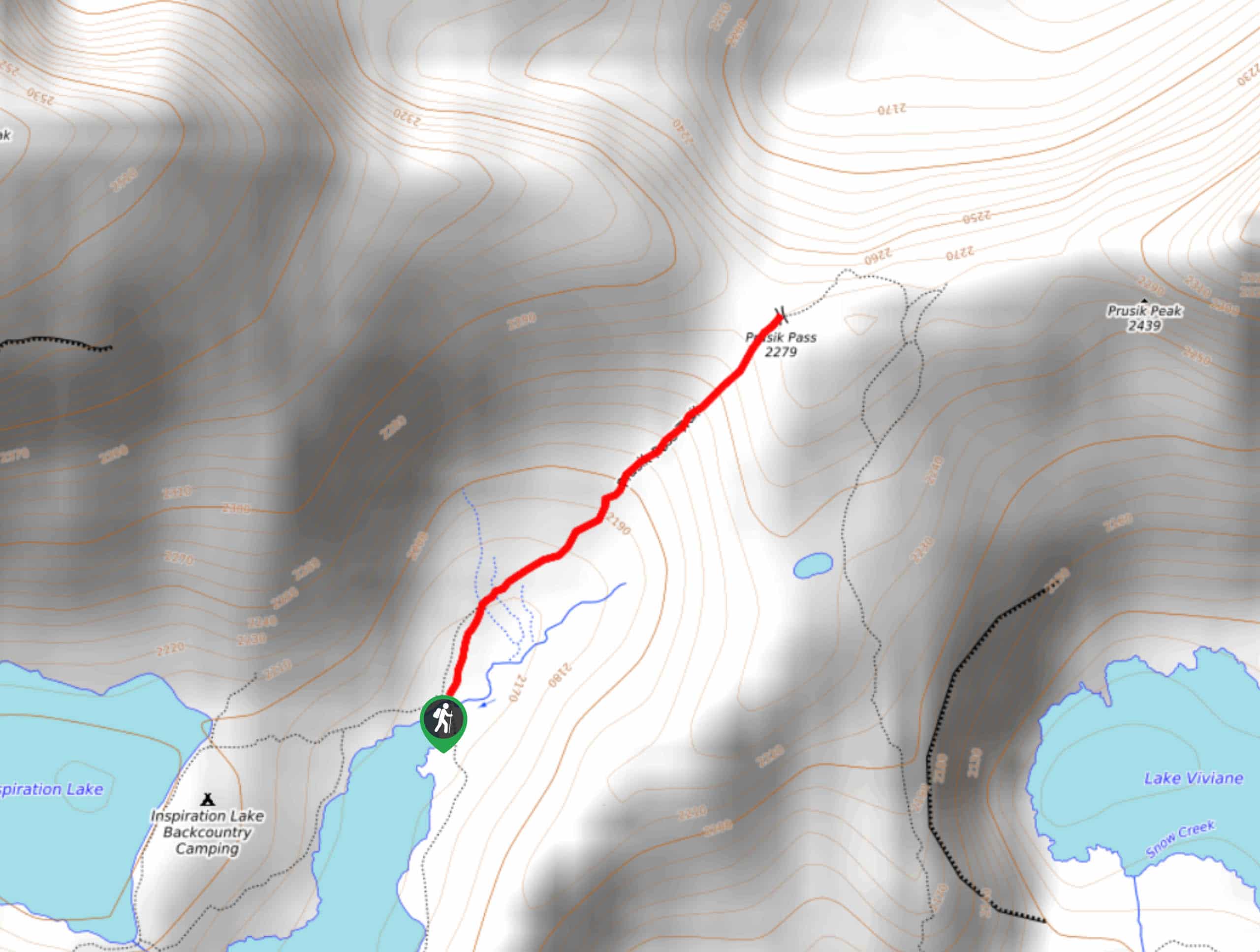 Prusik Pass from Perfection Lake Map