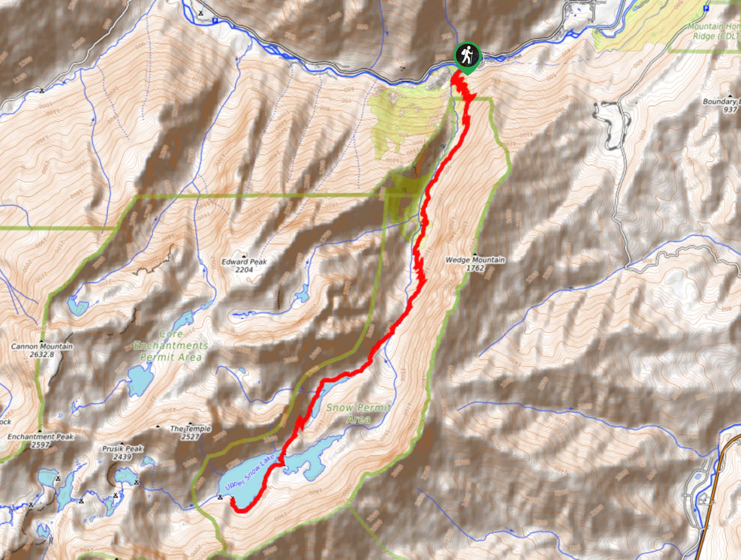 Snow Lakes Trail Map
