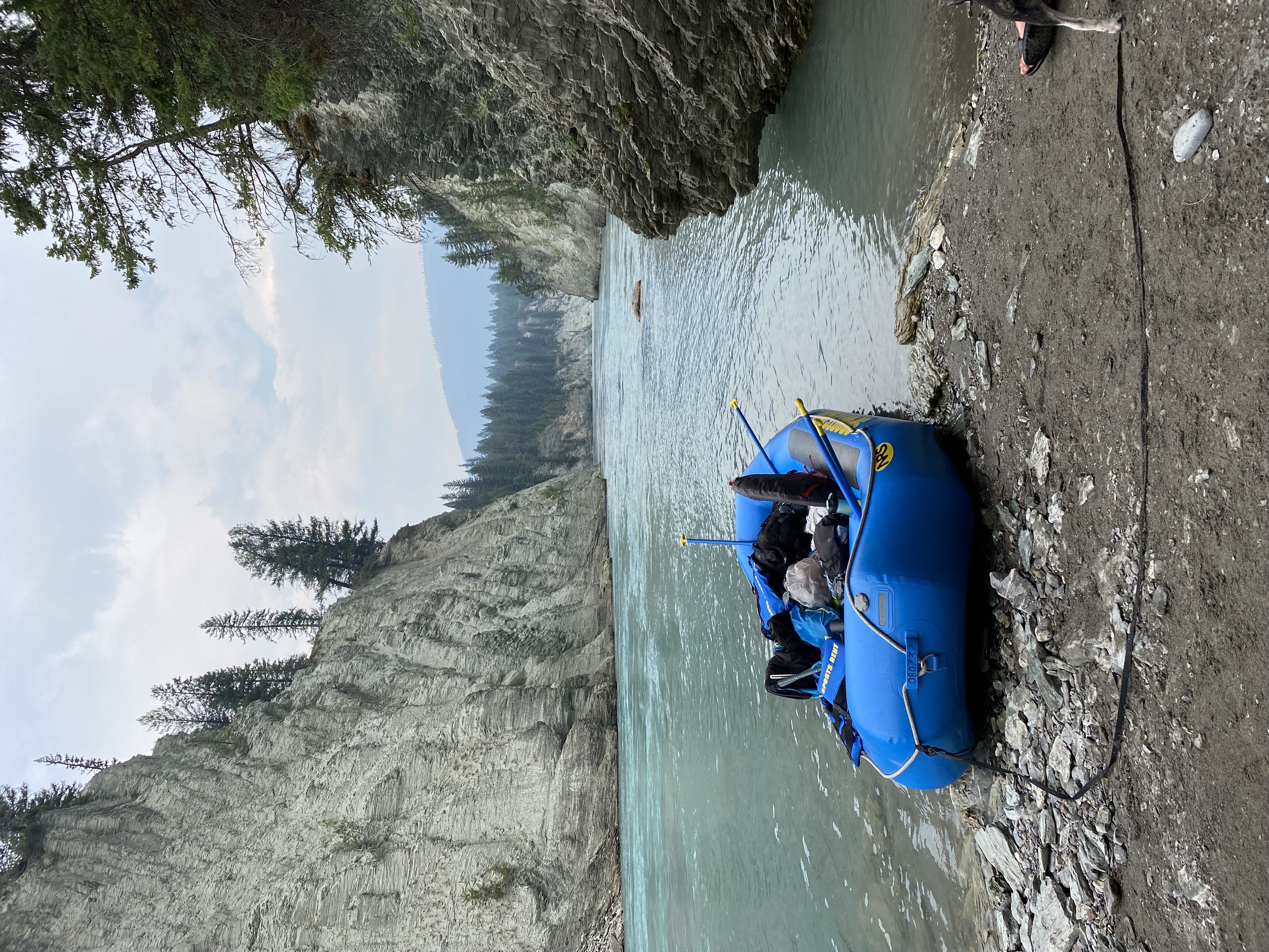 Rafting and camping along Kootenay River