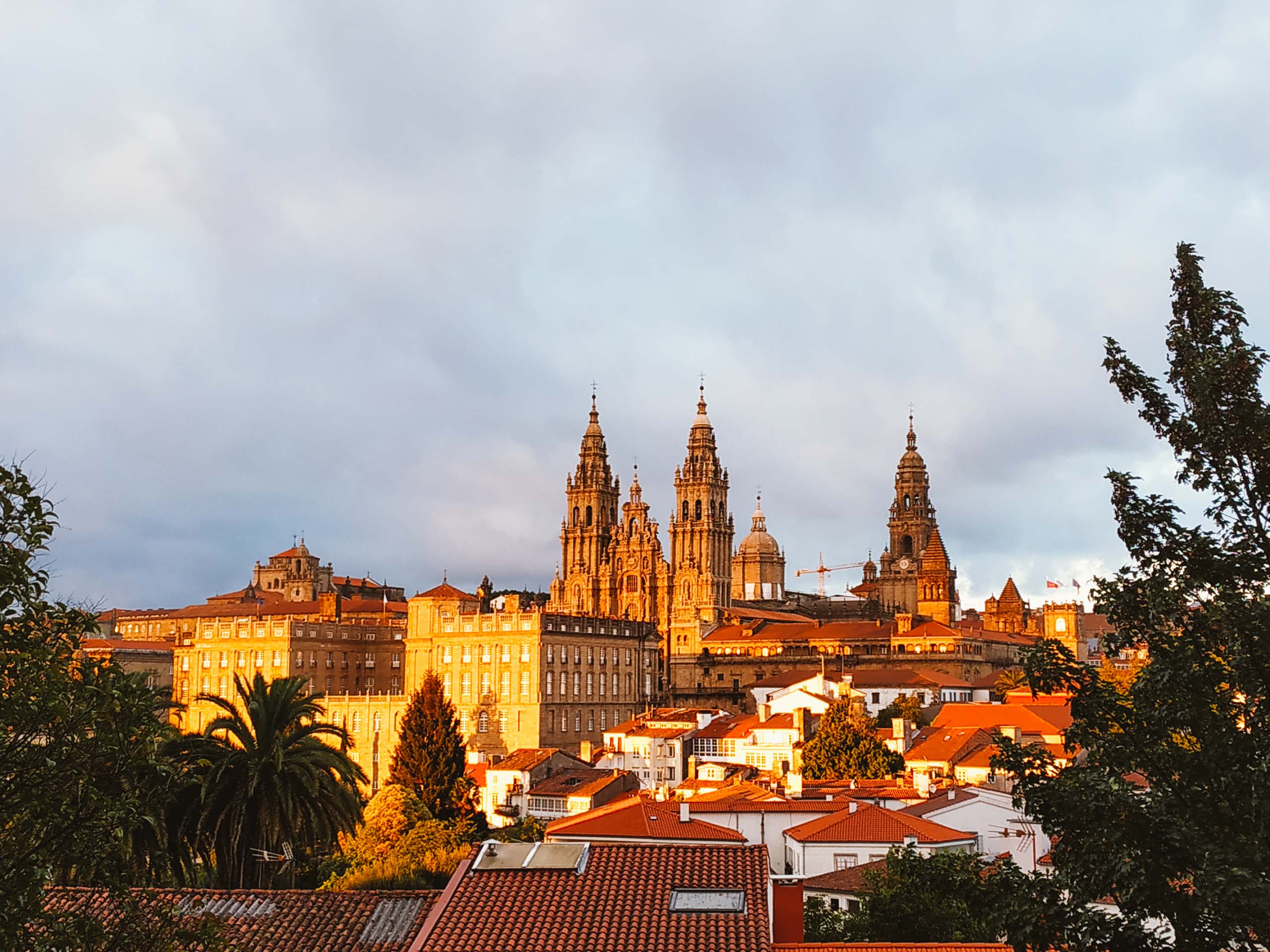 Camino Inglés Itinerary - Santiago de Compostela, cathedral towers over the city