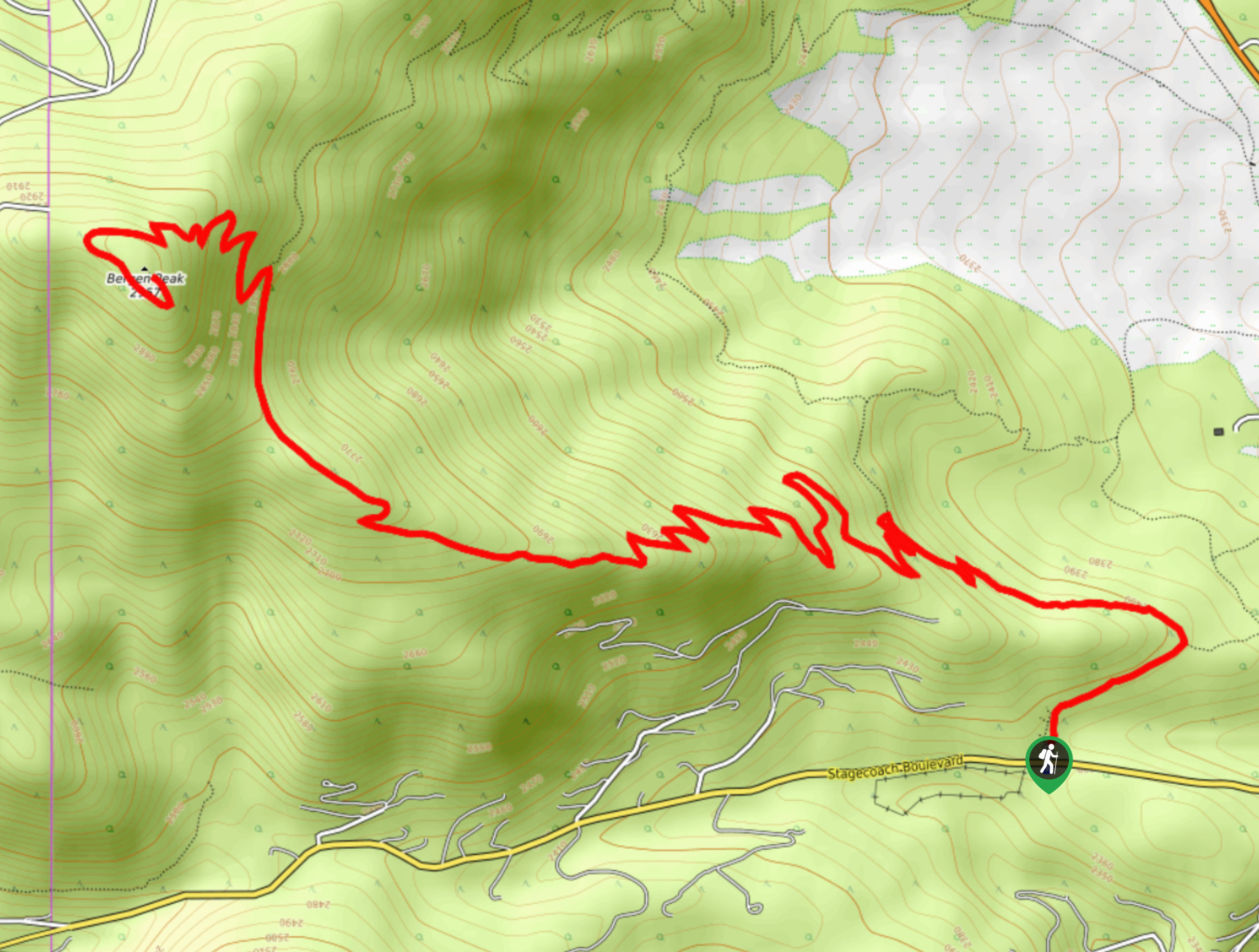 Bergen Peak via Meadow View Trail Map