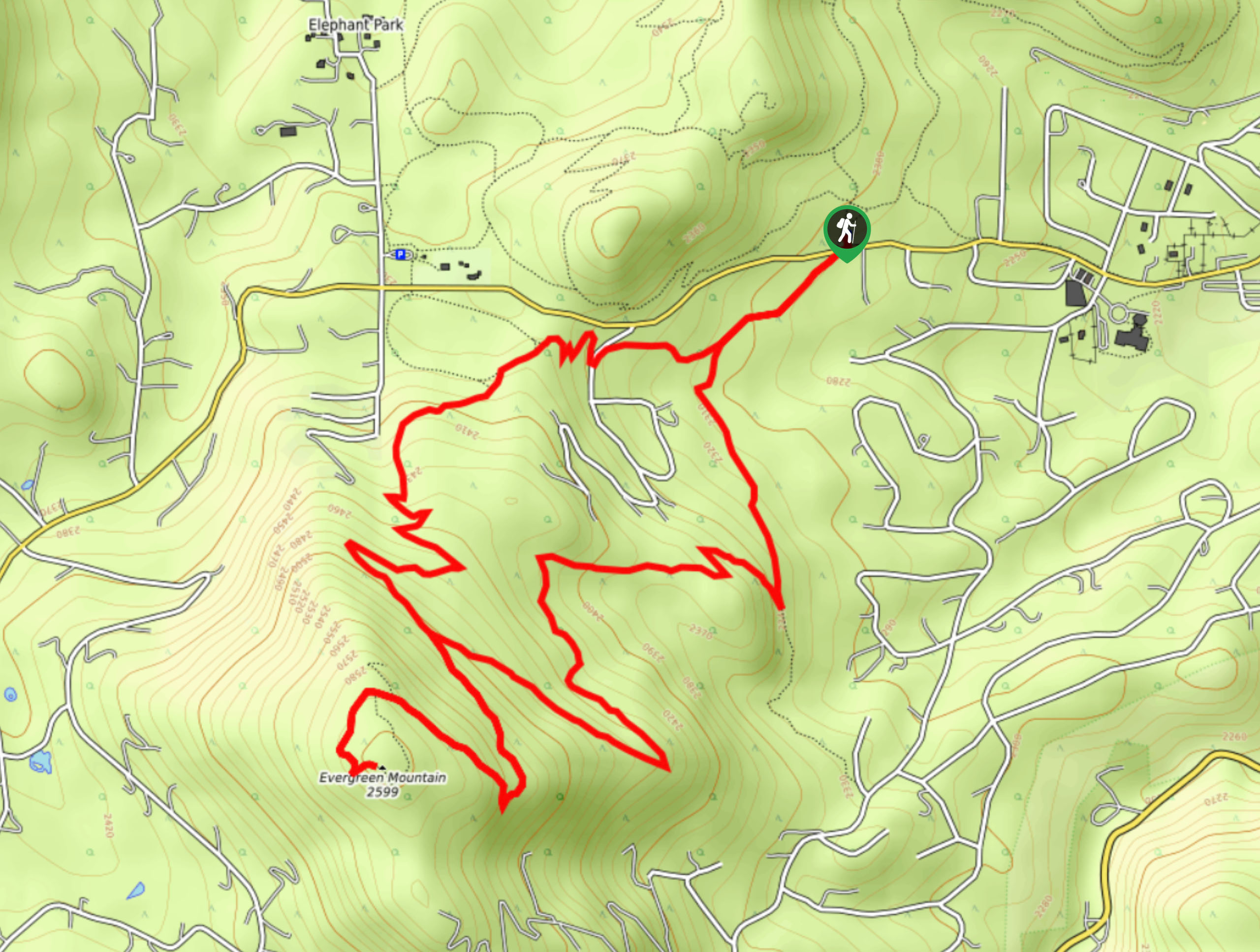 Evergreen Mountain Summit Hike Map