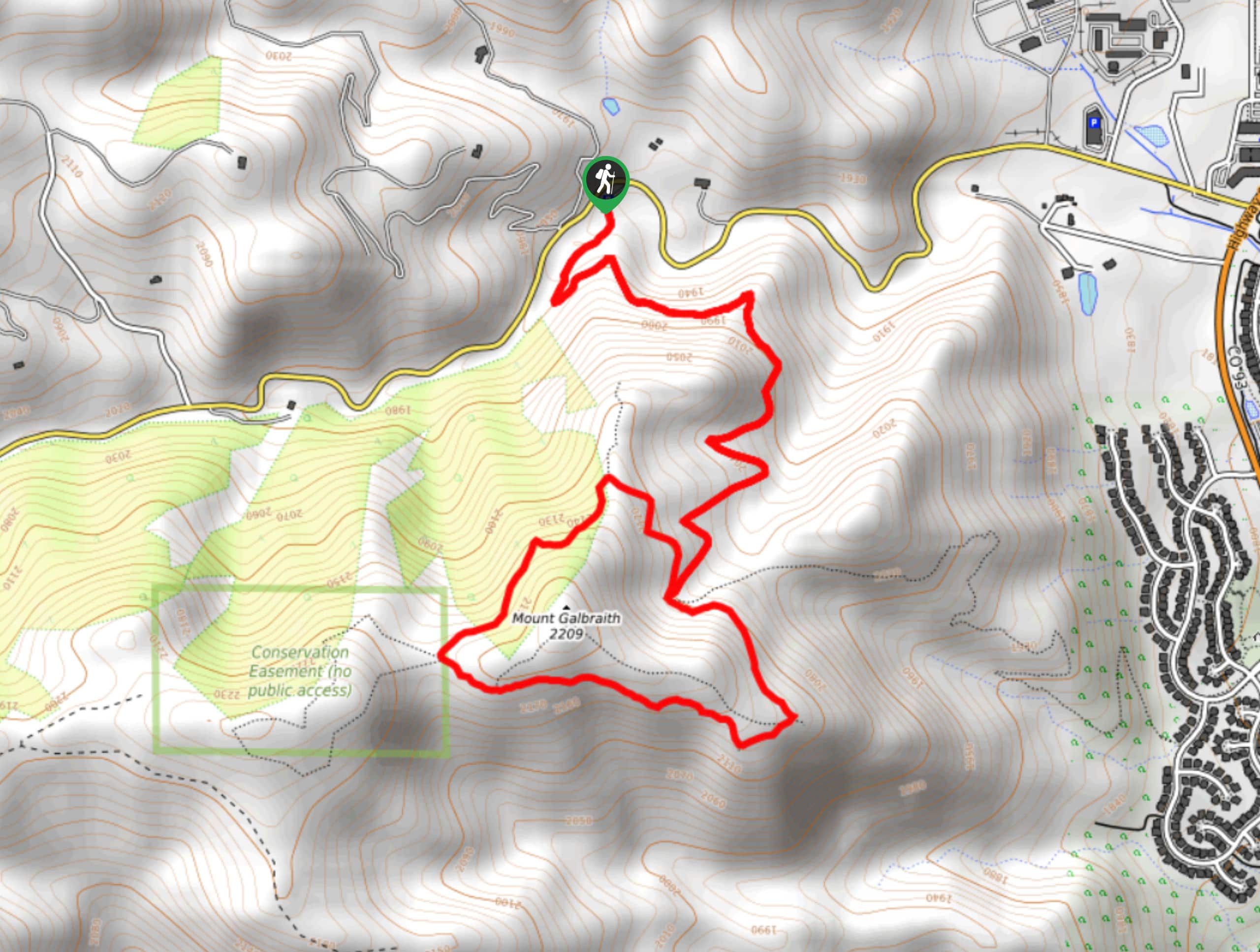 Mount Galbraith via Cedar Gulch Trail Map