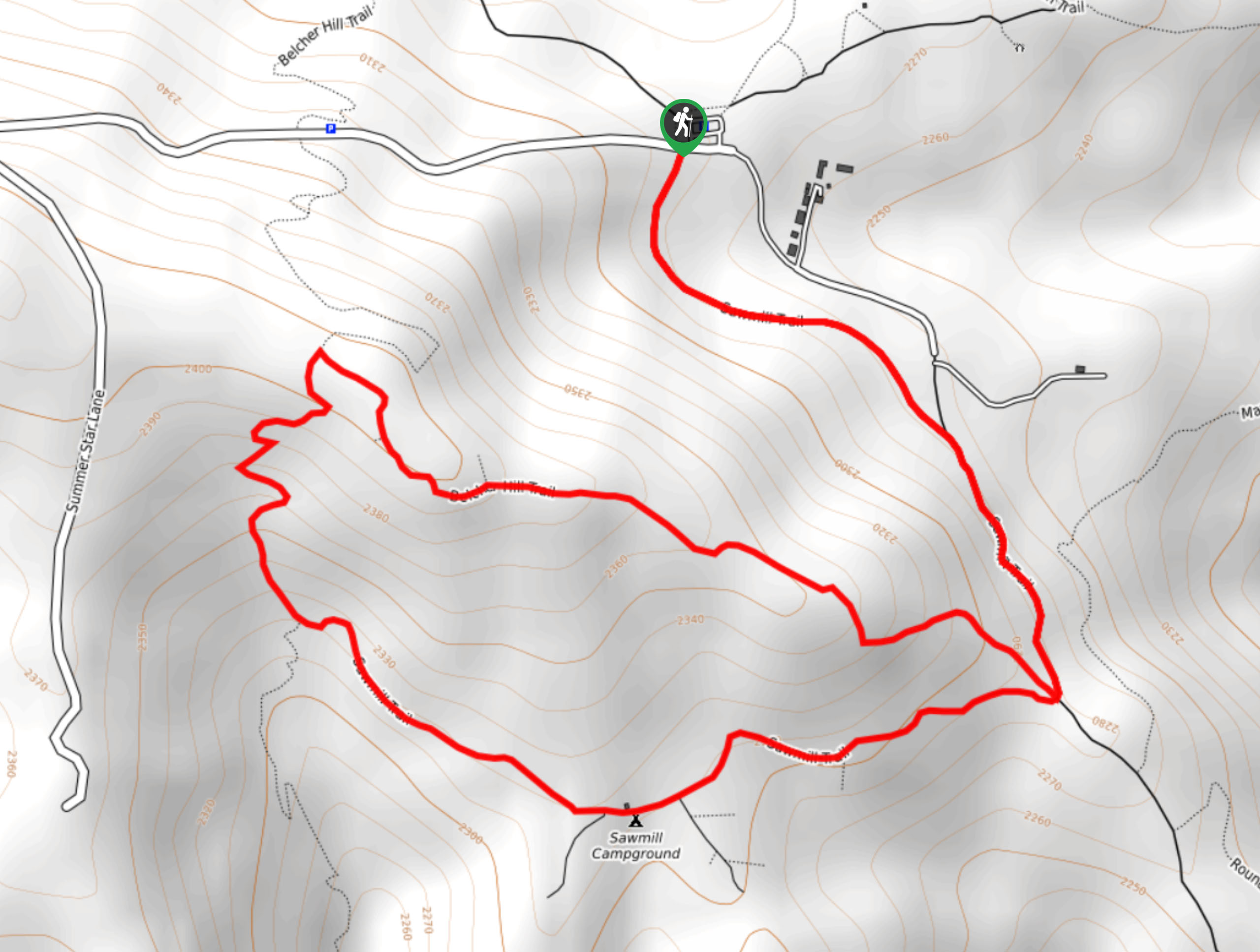Sawmill and Belcher Hill Hike Map