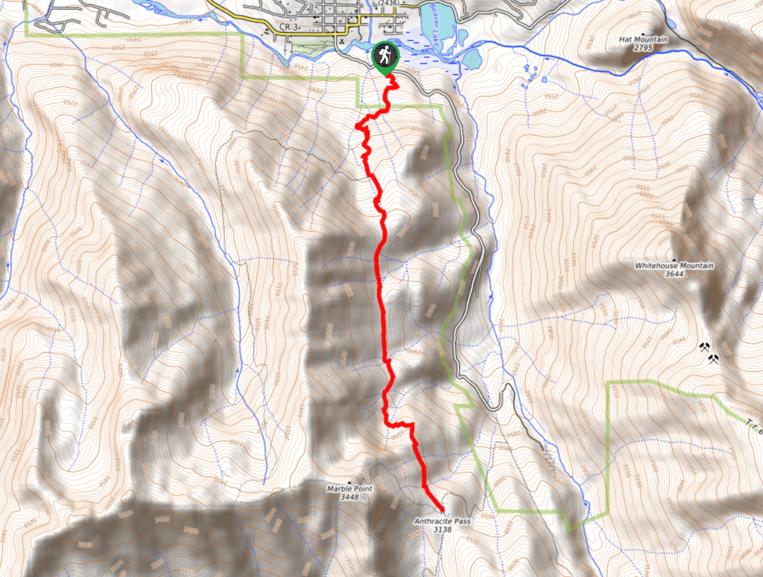 Anthracite Pass Trail Map