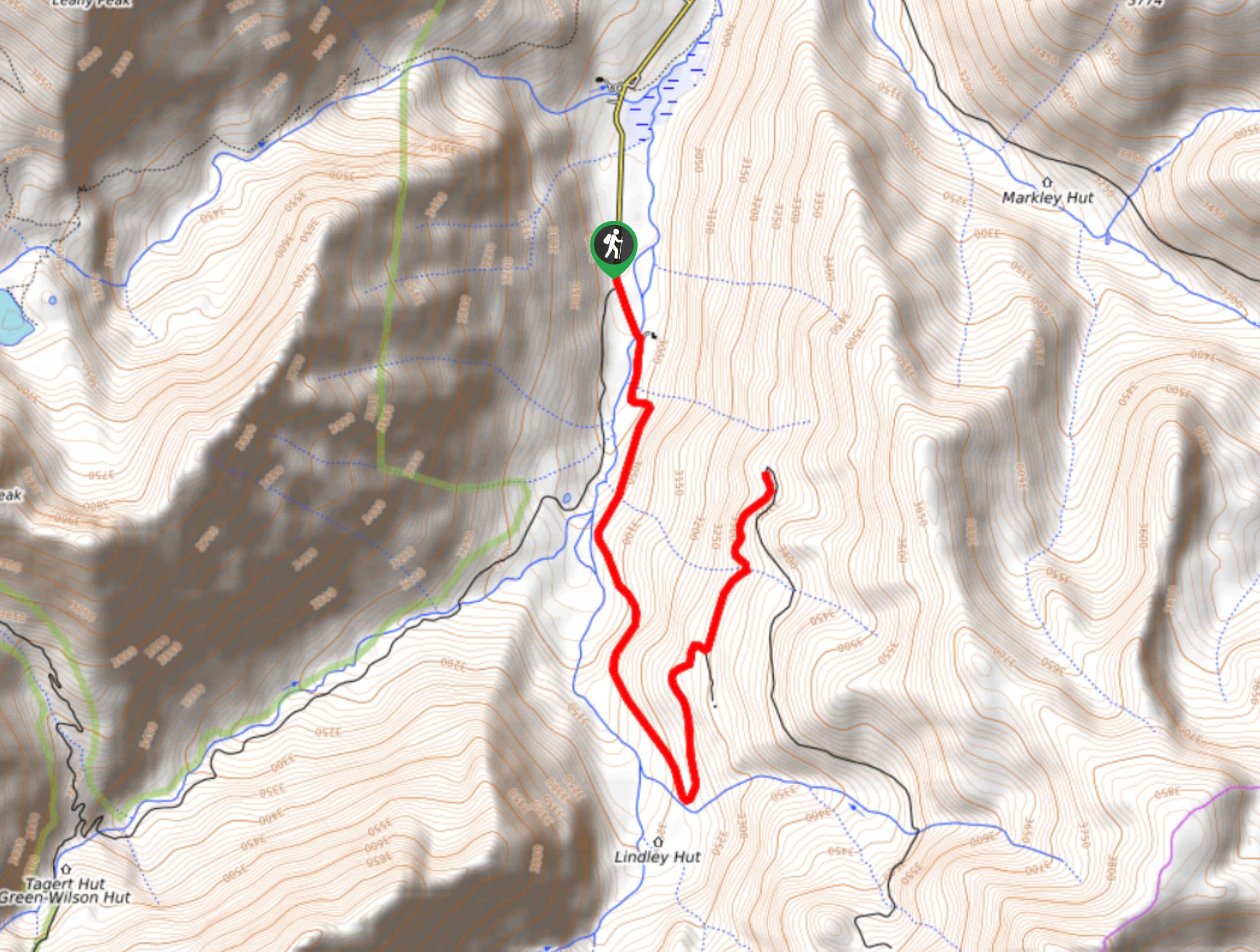 Lindley Hut and Cooper Creek Road Hike Map