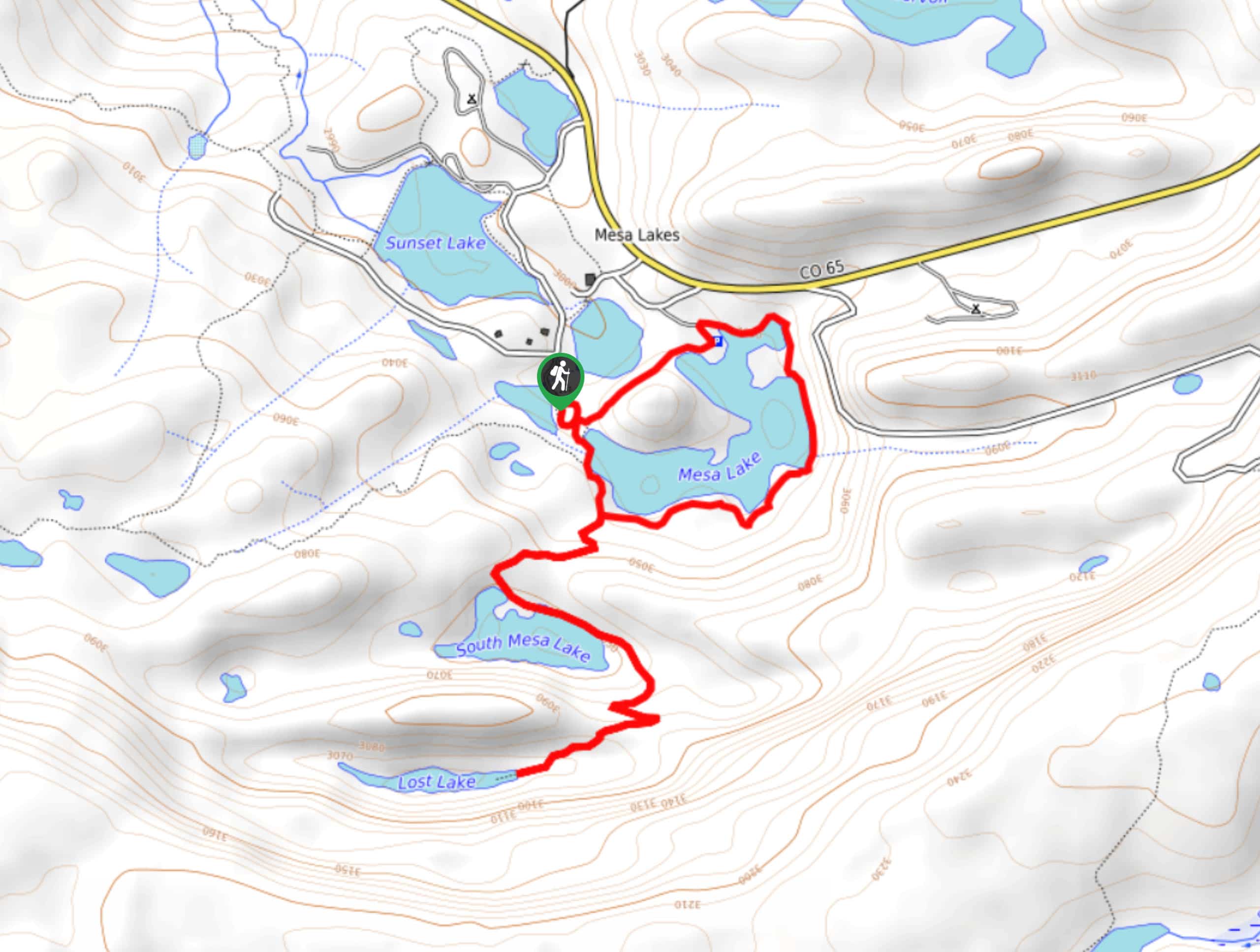 Mesa Lakes Trail Map