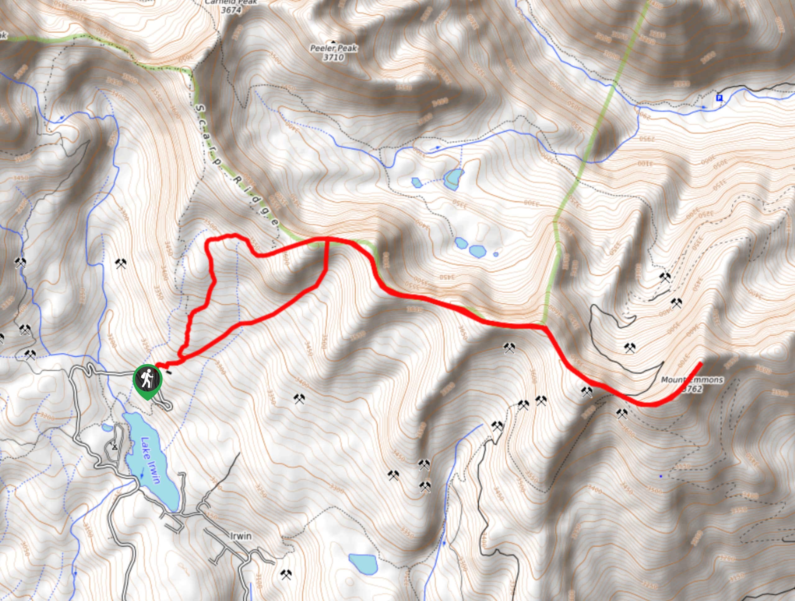 Scarp Ridge to Mt Emmons Hike Map