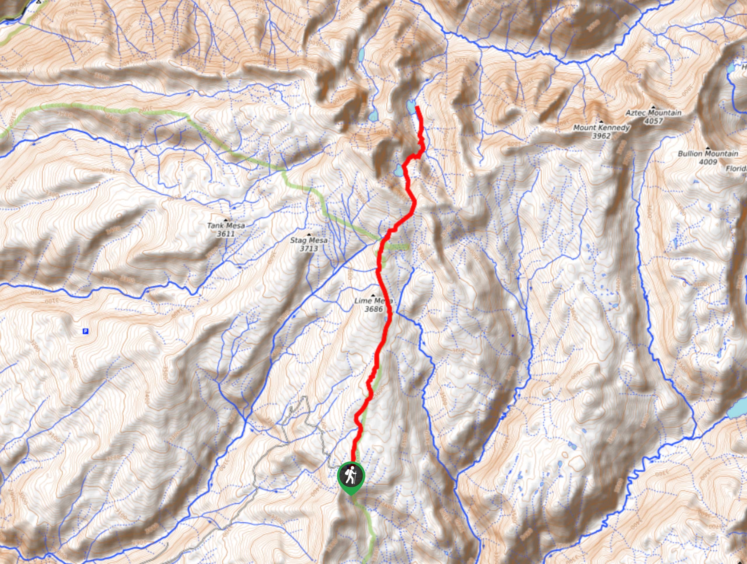 Lime Mesa to Ruby Lake Hike Map