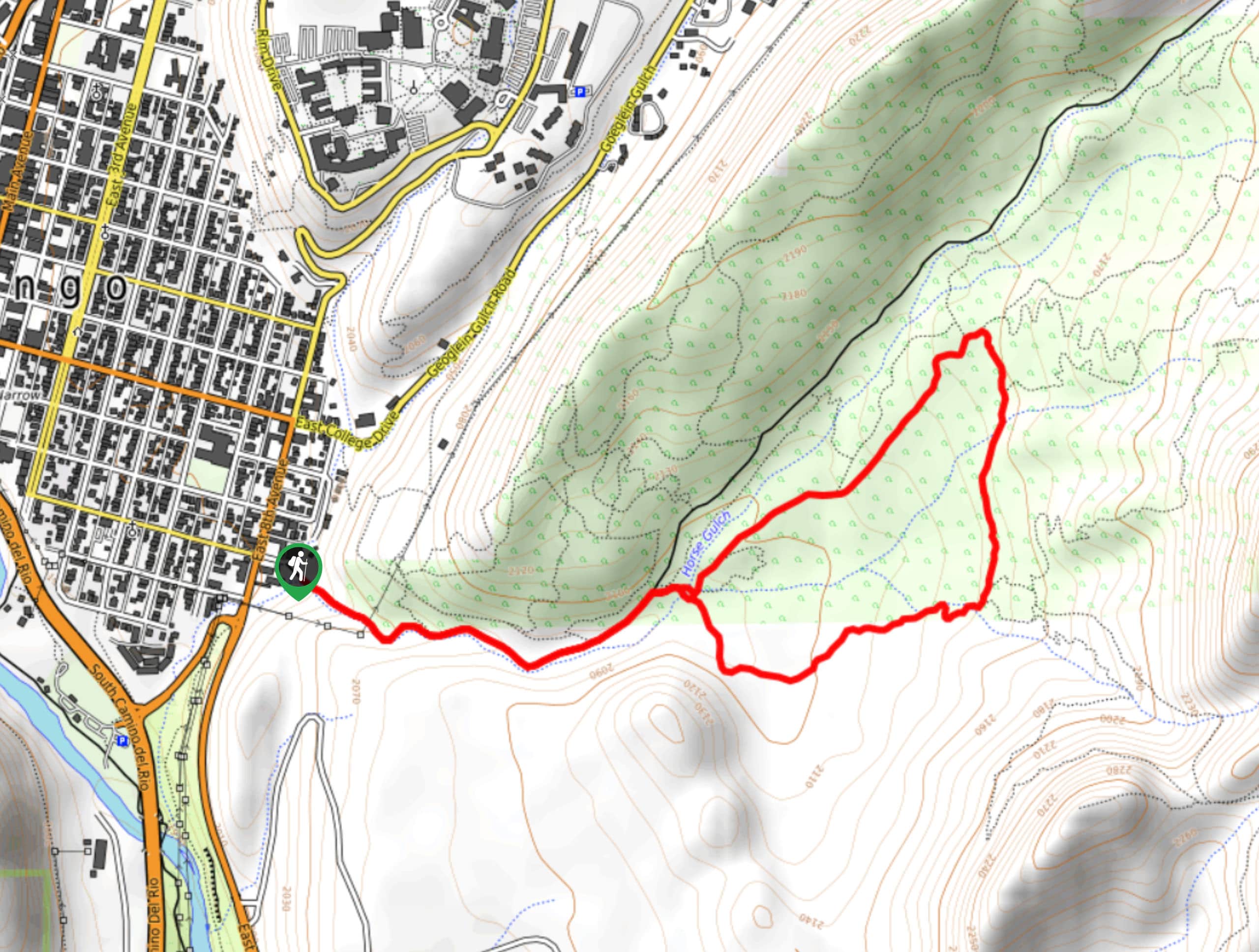 Meadow Loop via Horse Gulch Trail Map