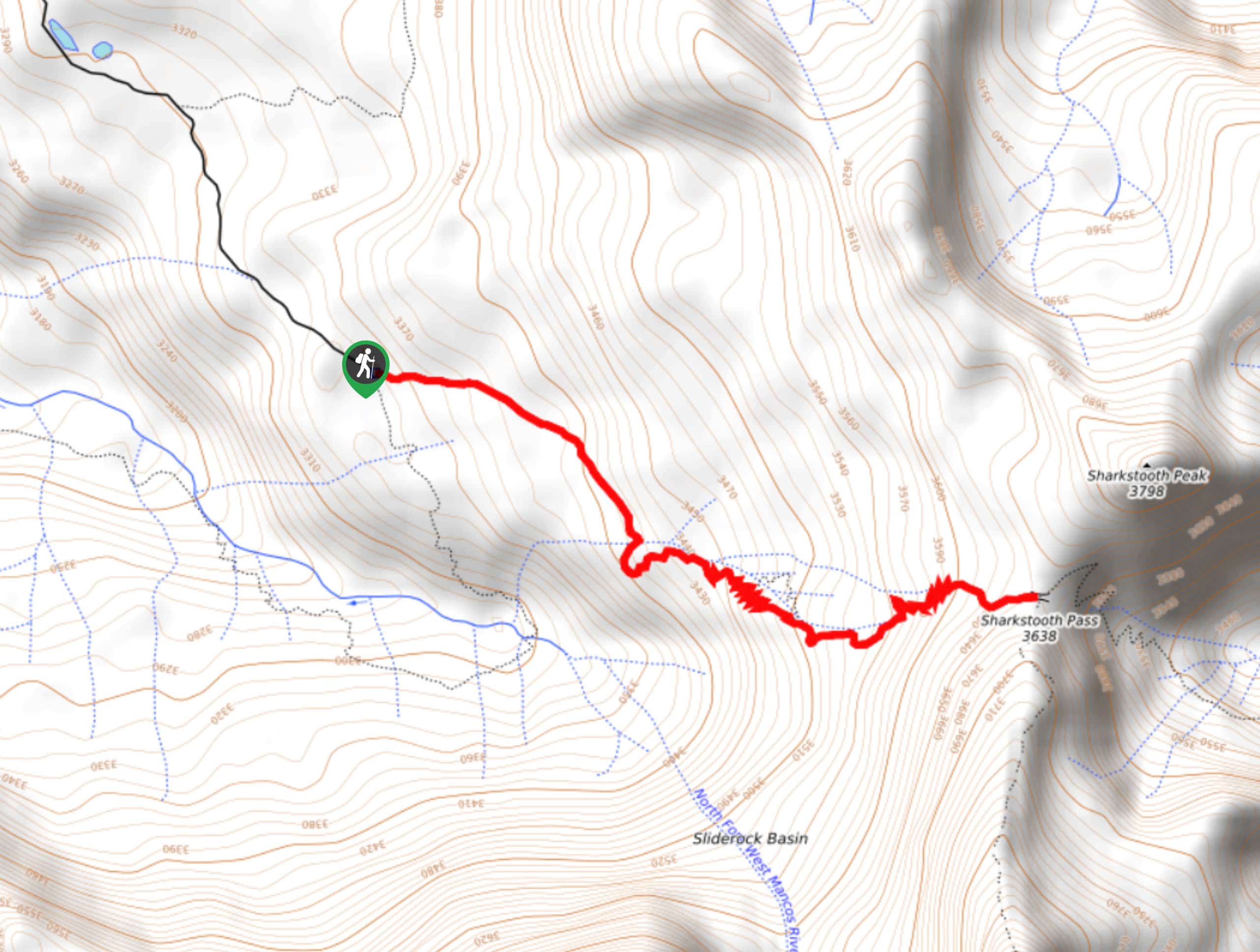 Sharkstooth Pass Trail Map