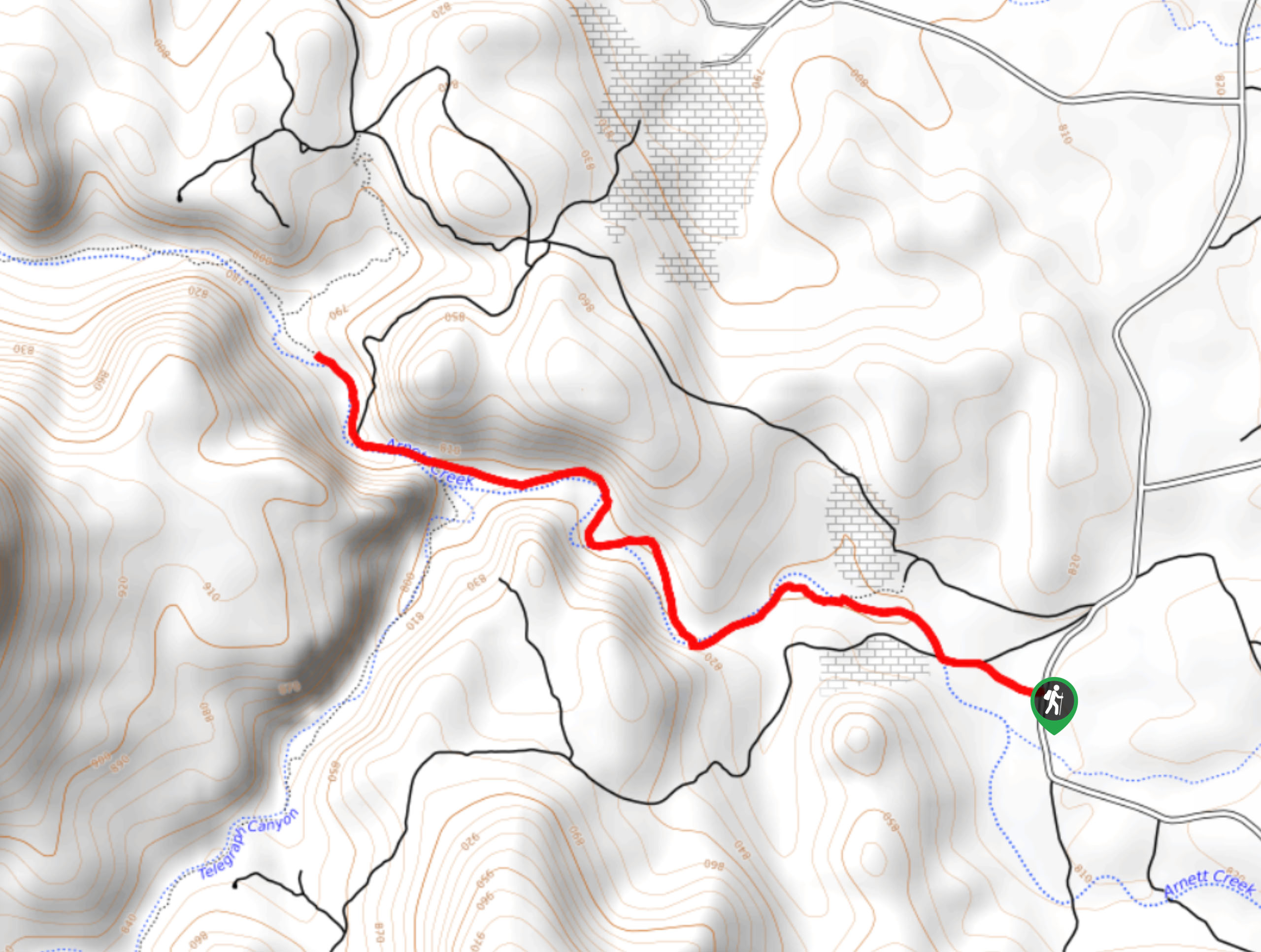 Arnett Canyon from E Arnett Road Map
