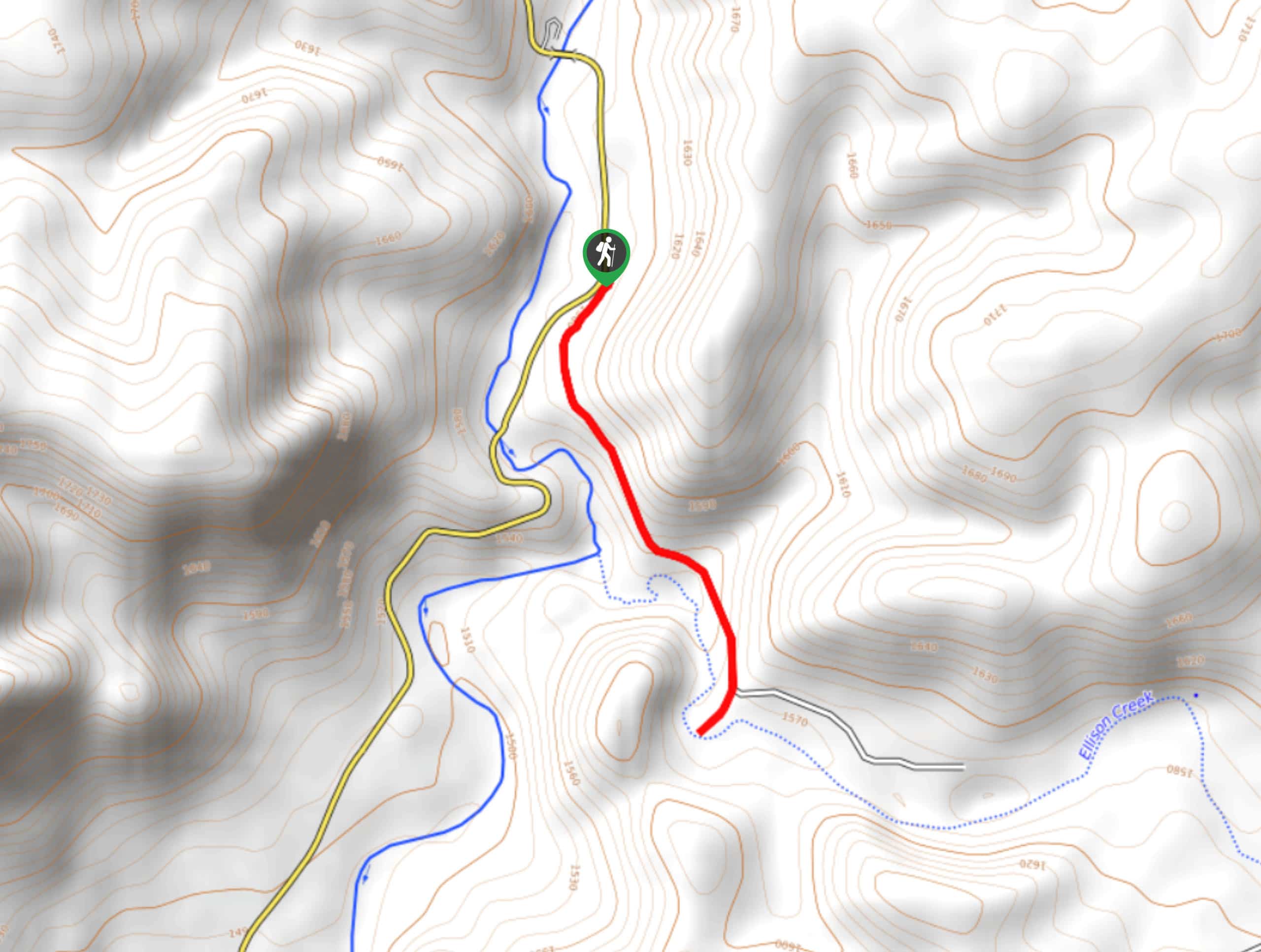 Ellison Creek Cascades Hike Map