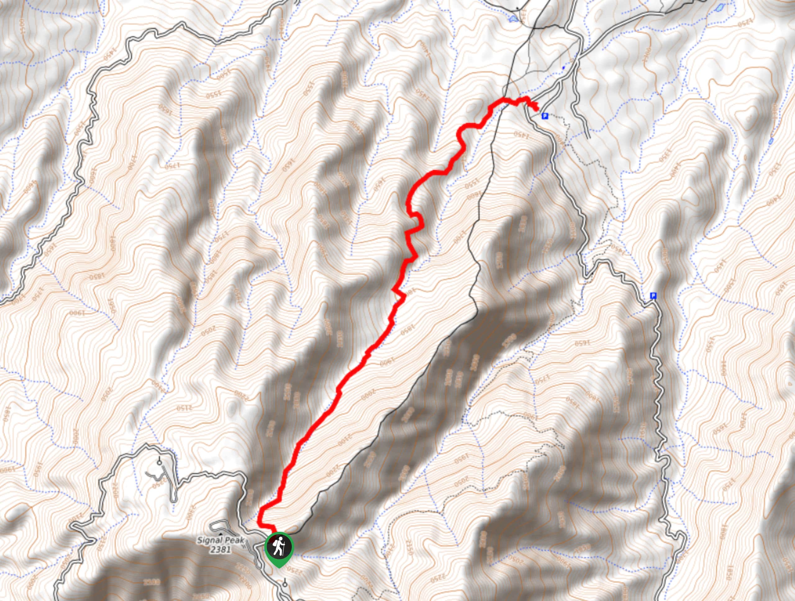 Icehouse Canyon via Signal Peak Map