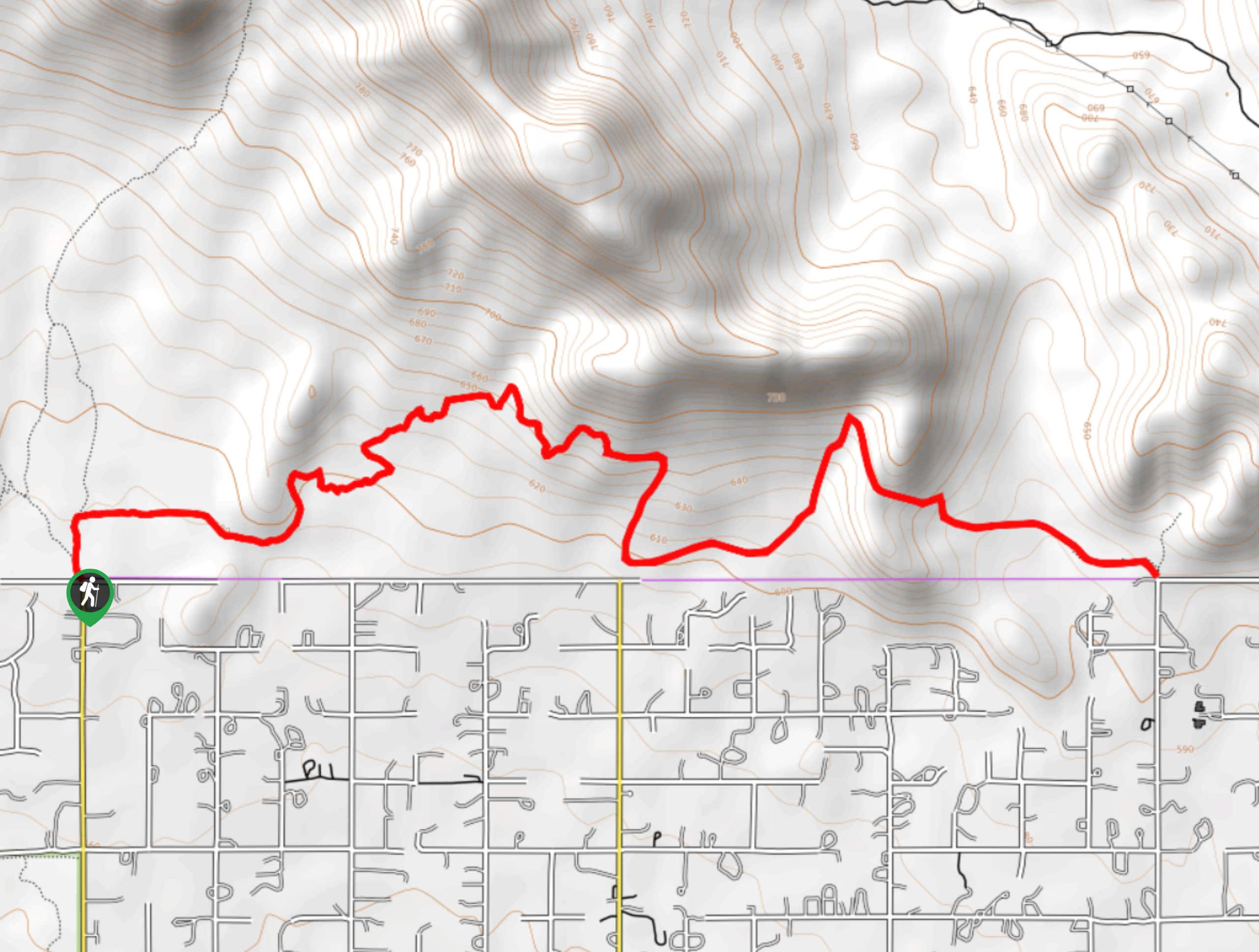 Meridian Trailhead to Idaho Road Trailhead Map