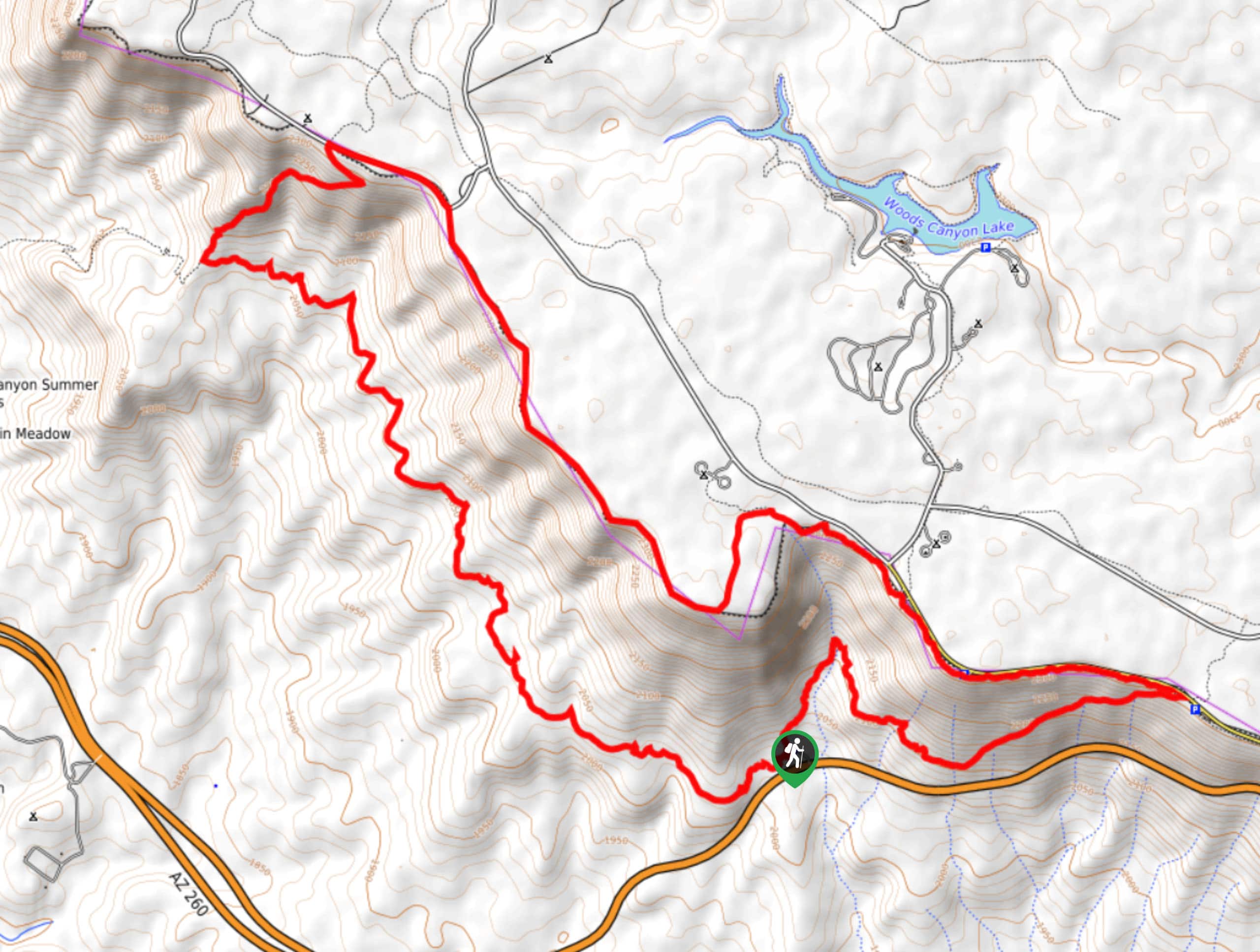 Military Sinkhole, Rim Lakes, and Highline Loop Map