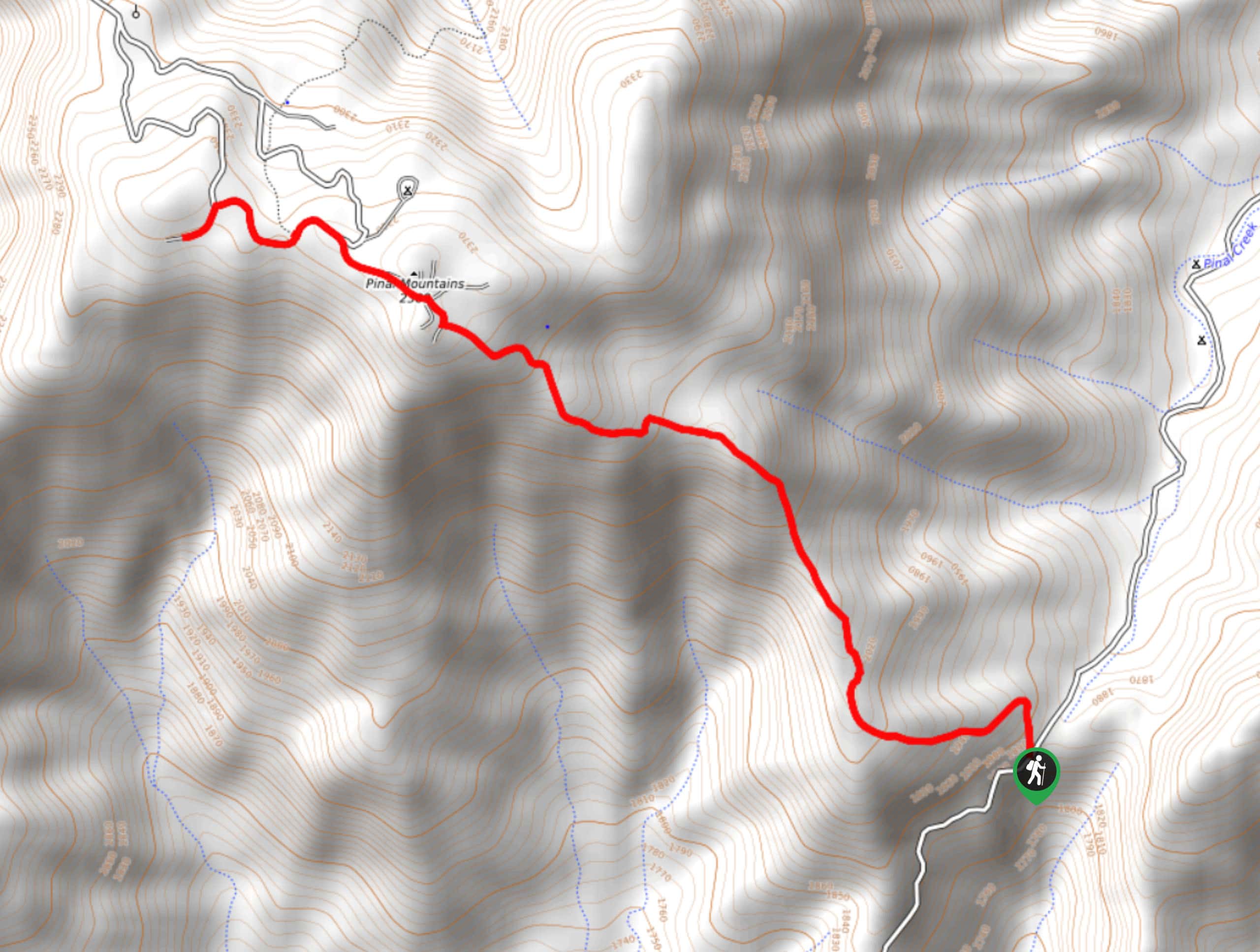 Pinal Peak via Pioneer Pass Map