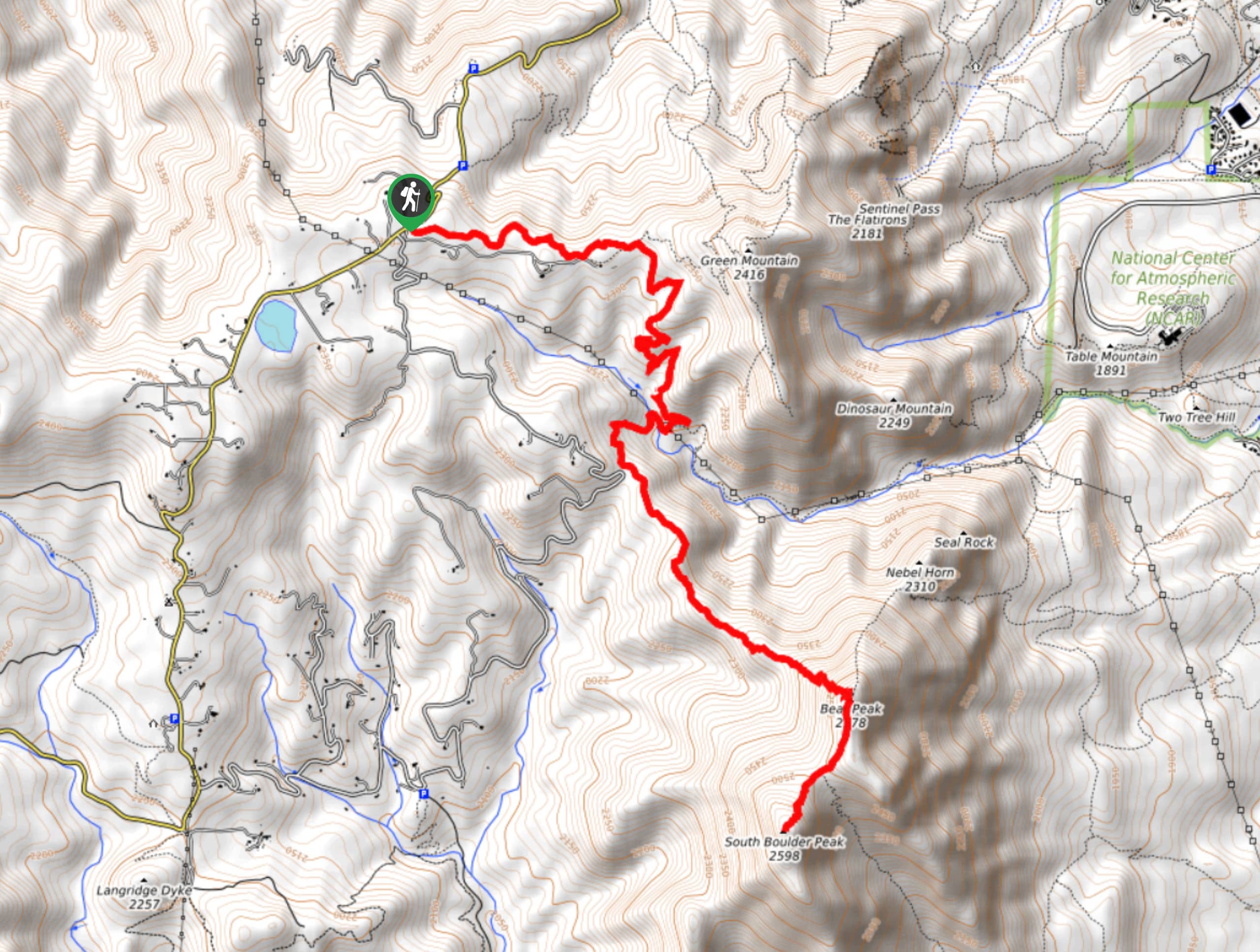 Bear Peak Western Ridge to South Boulder Peak Hike Map