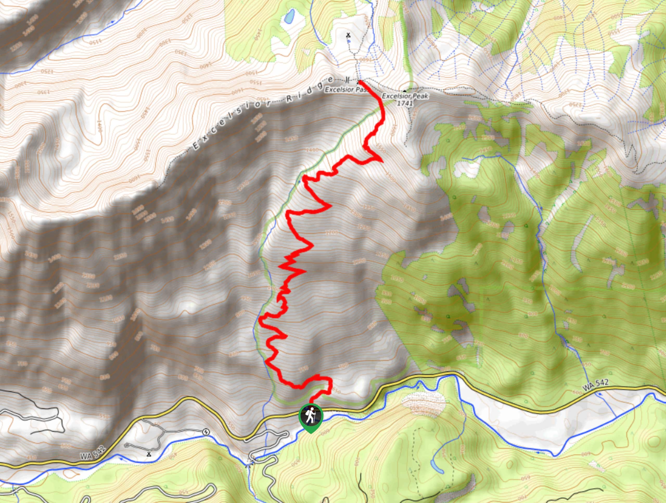 Excelsior Pass Trail Map