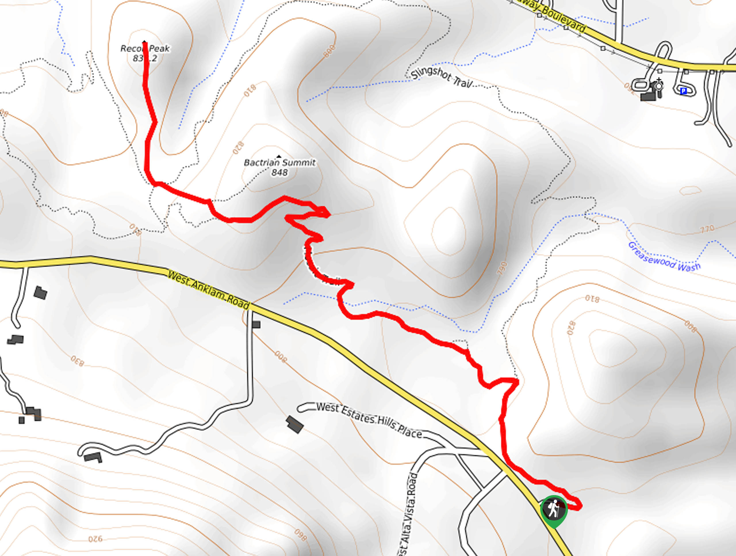 Recoil Peak via Mosaic Trail Map