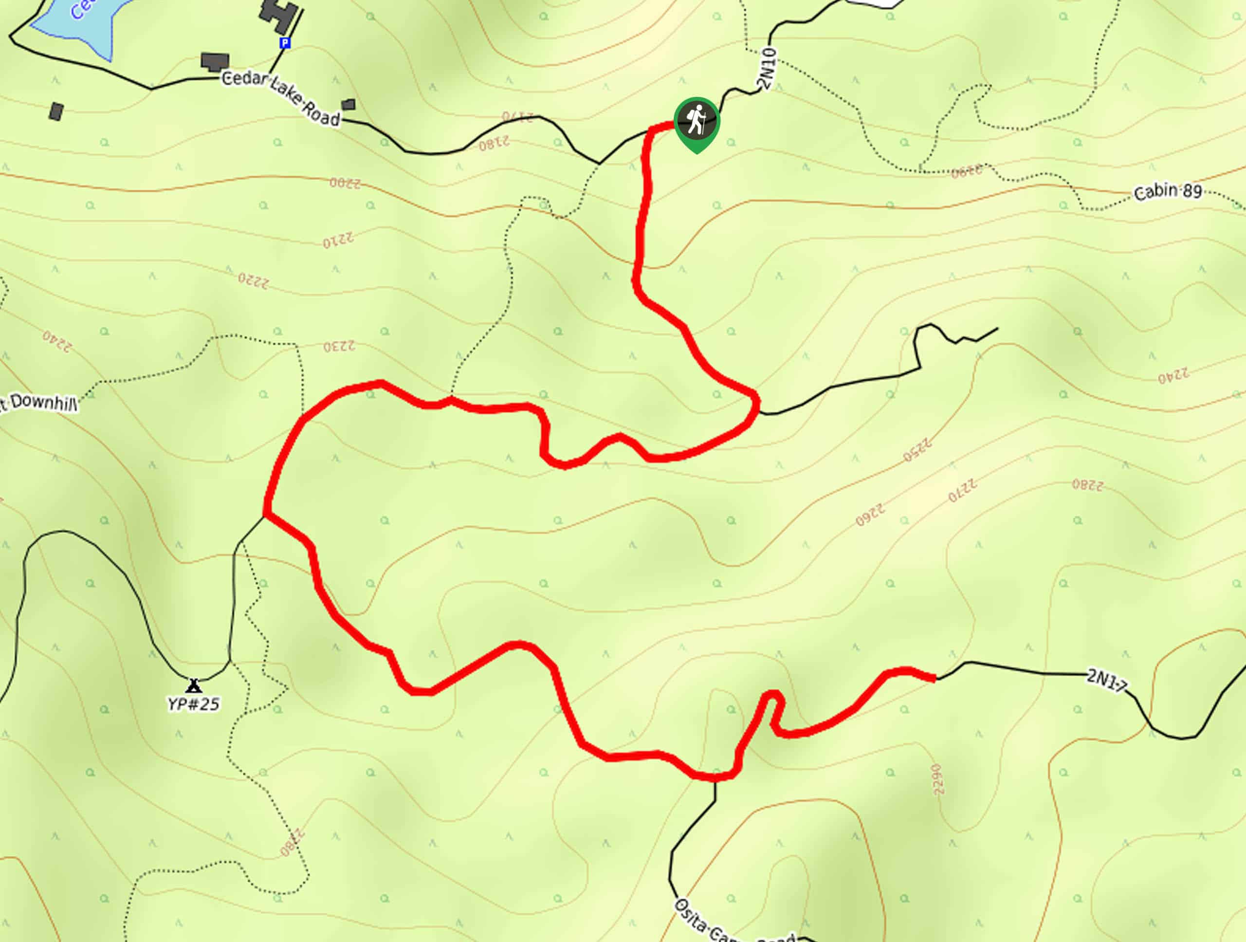Cedar Lake Road to Elsie Caves Hike Map