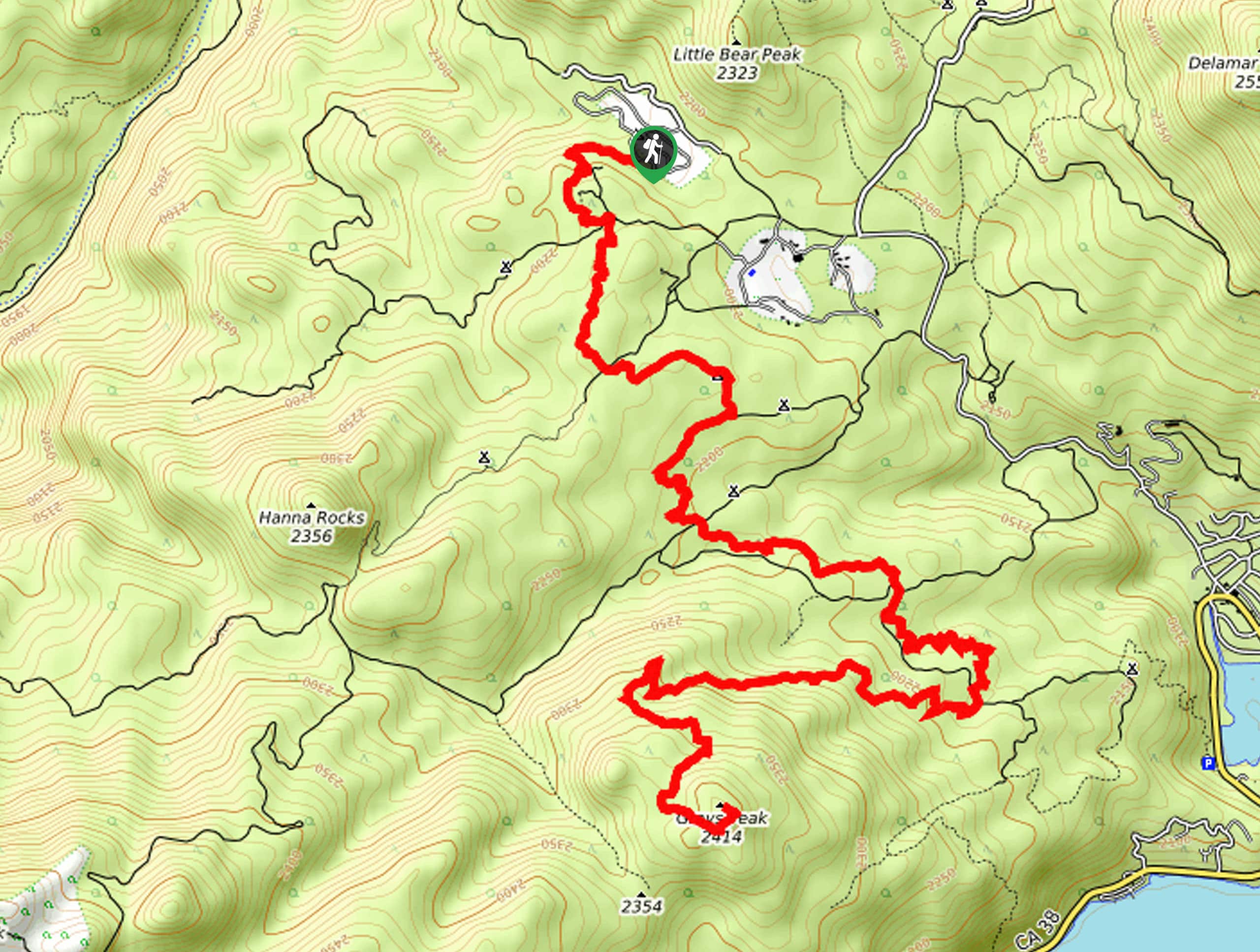 Hanna Flat to Grays Peak Hike Map