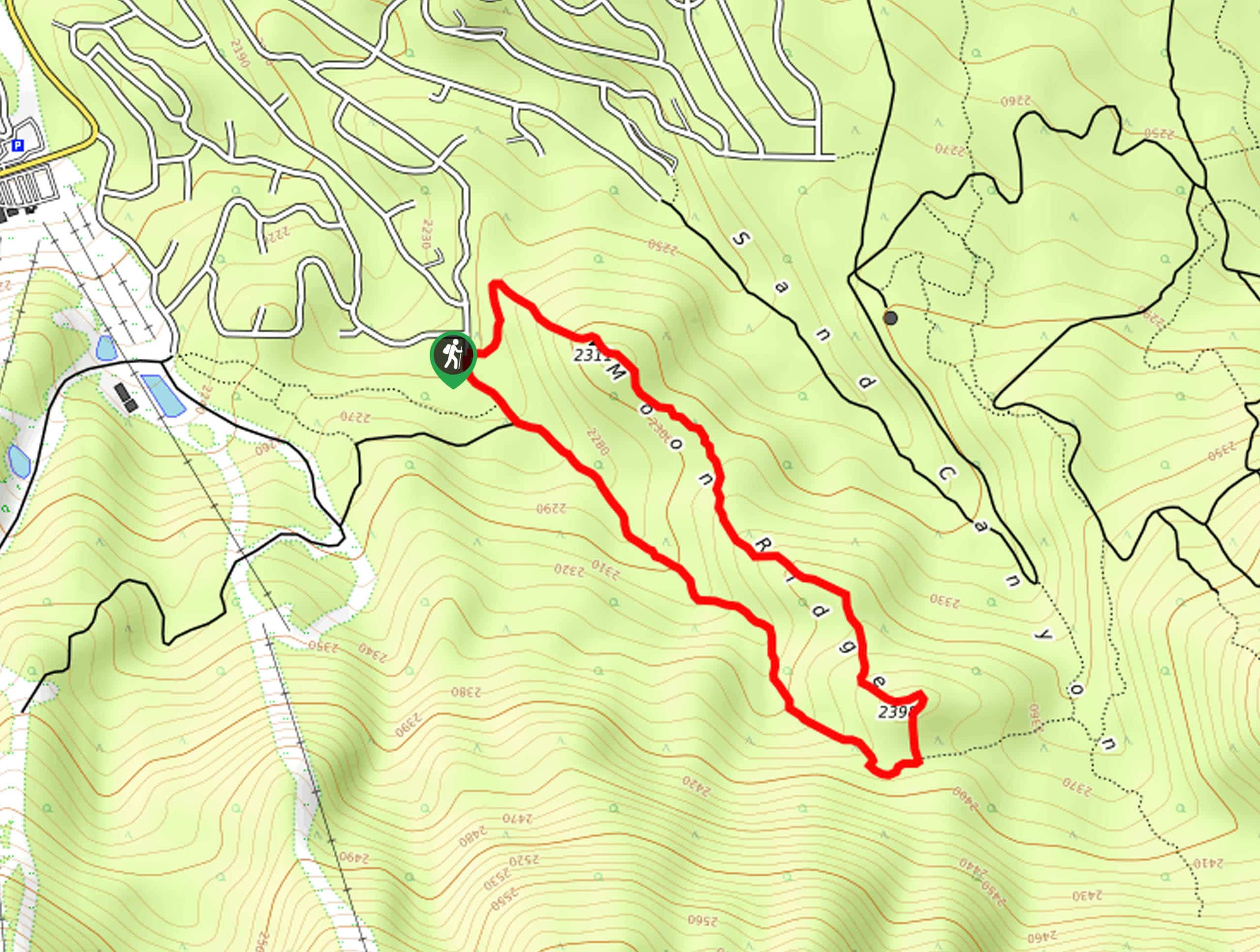 Moon Ridge Trail to Bow Canyon Loop Map
