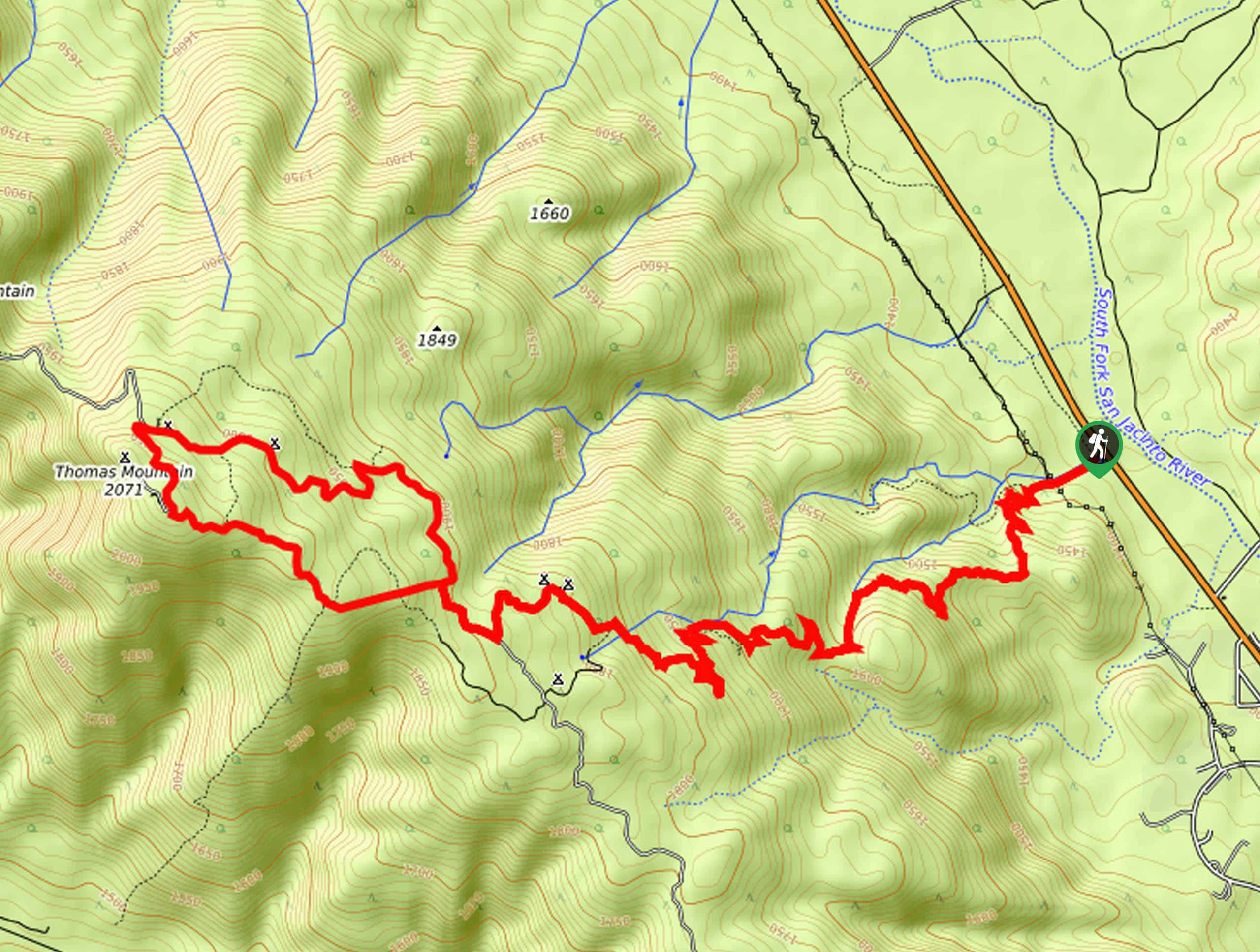 Mount Thomas via Ramona Trail Map