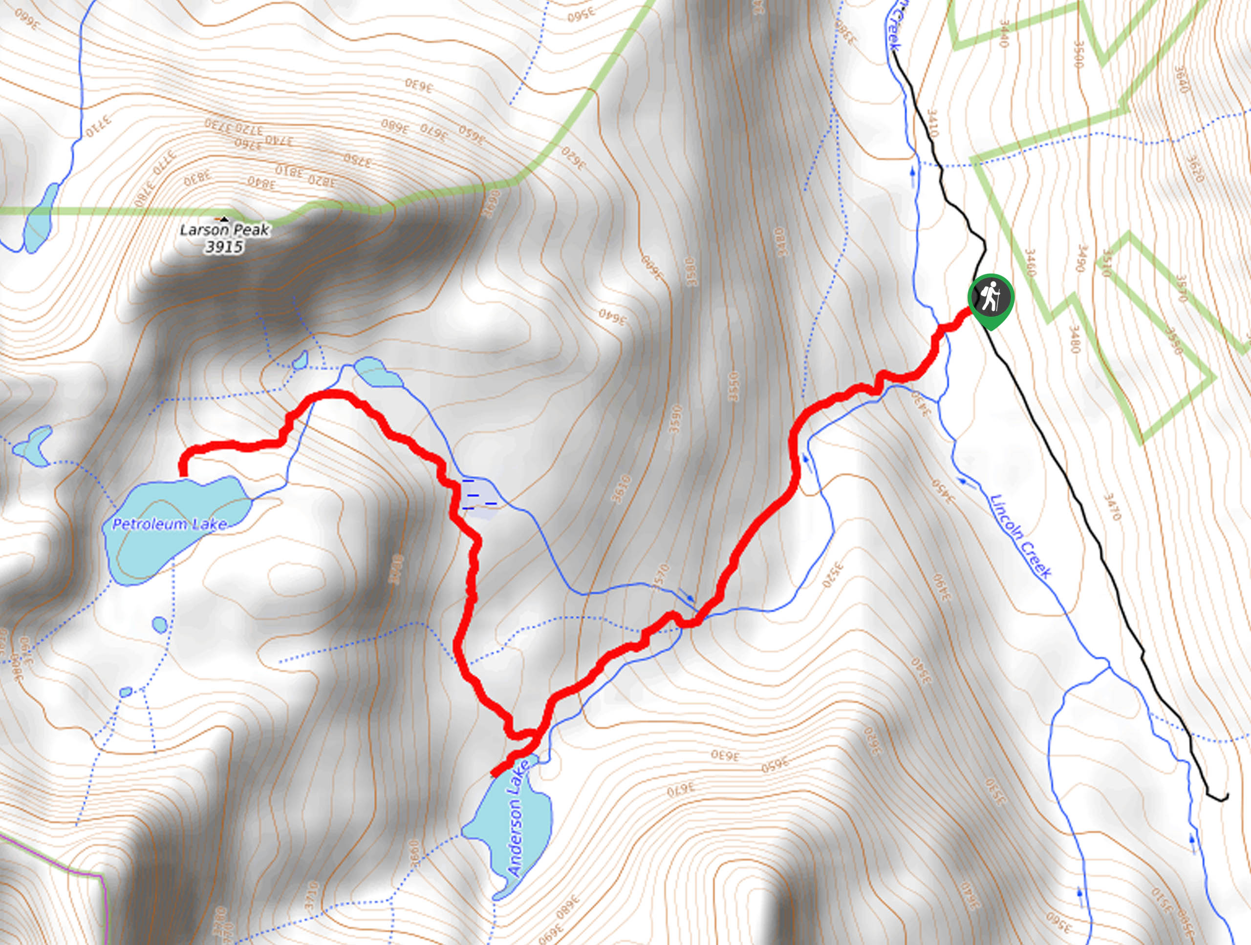 Petroleum and Anderson Lakes Trail Map