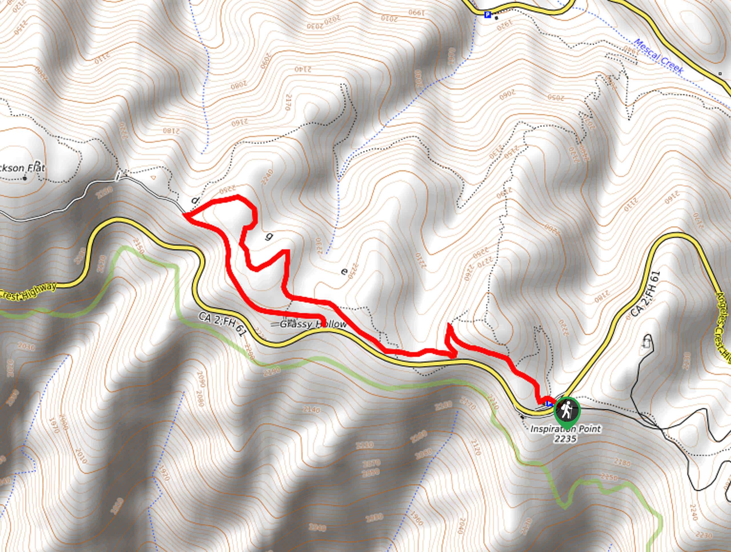 Inspiration Point and Grassy Hollow Hike Map