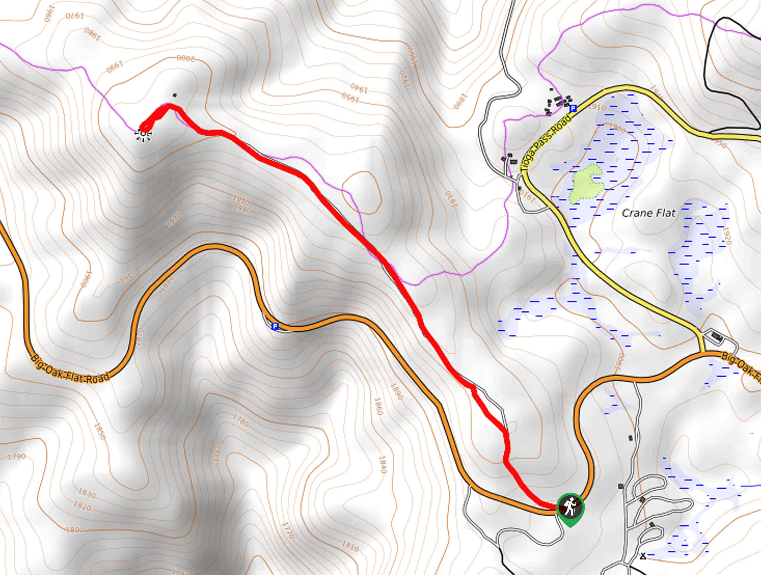 Crane Flat Lookout Trail Map