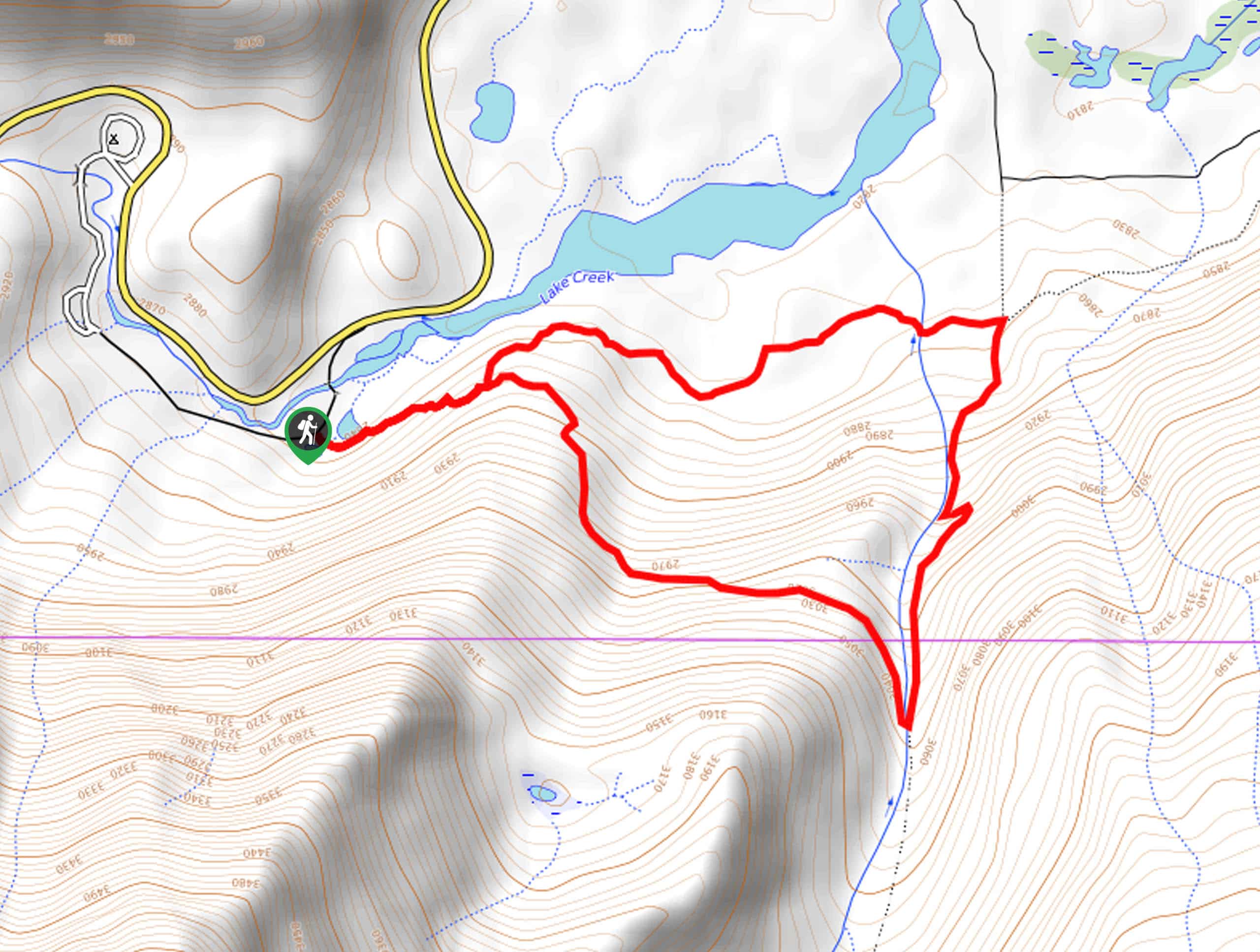 Bermuda Triangle and Upper Twin Lake Loop Trail Map