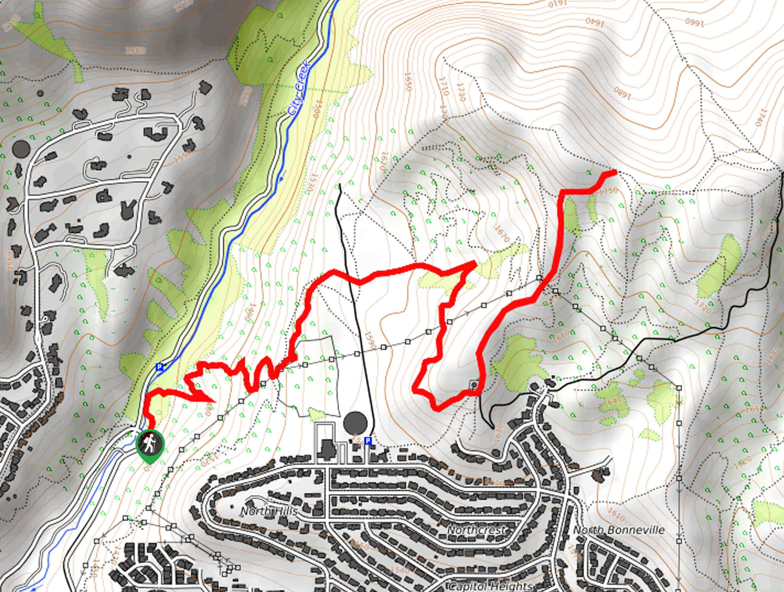 City Creek to Valley View Ridge Trail Map