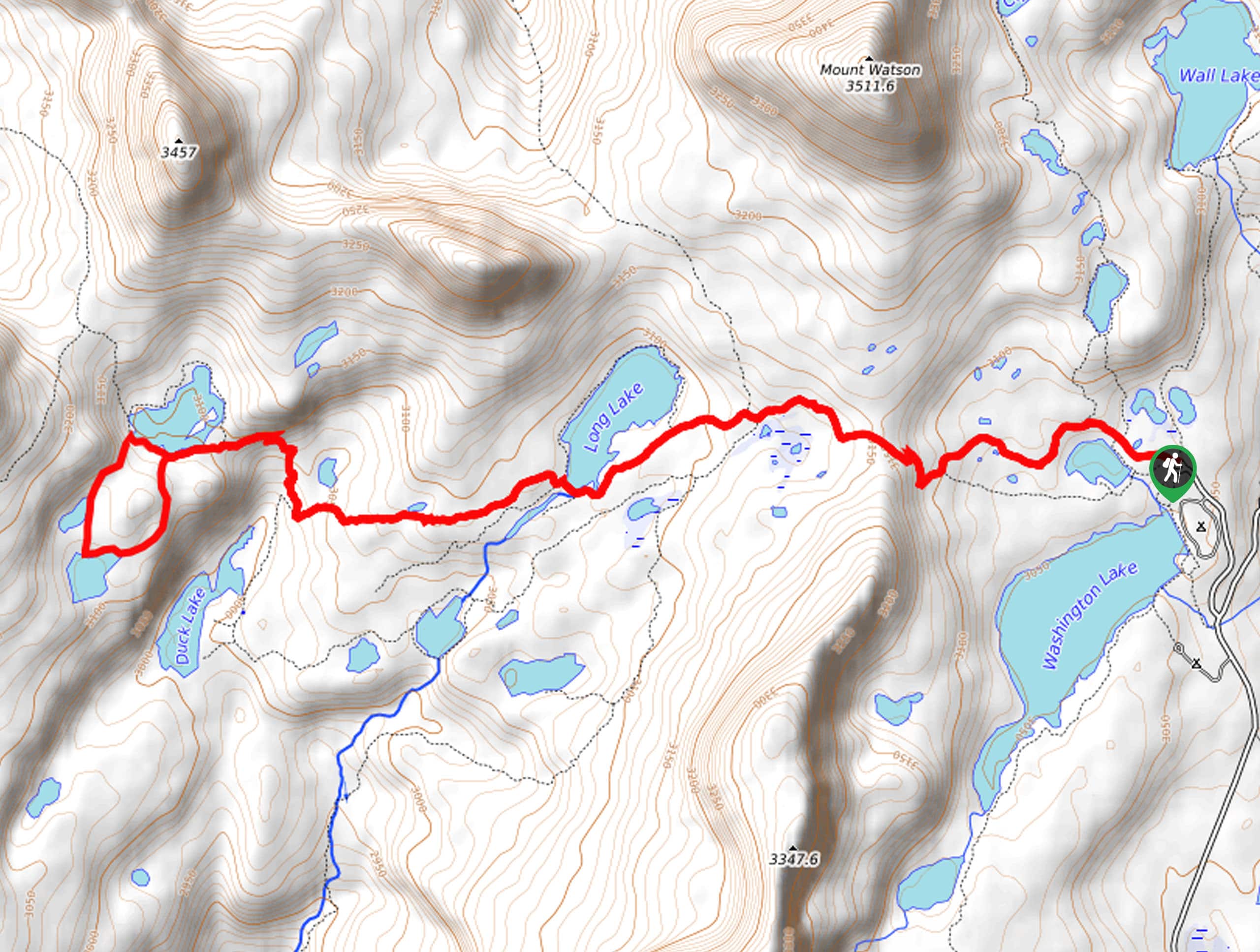 Fire Lake via the Crystal Lake Trailhead Map