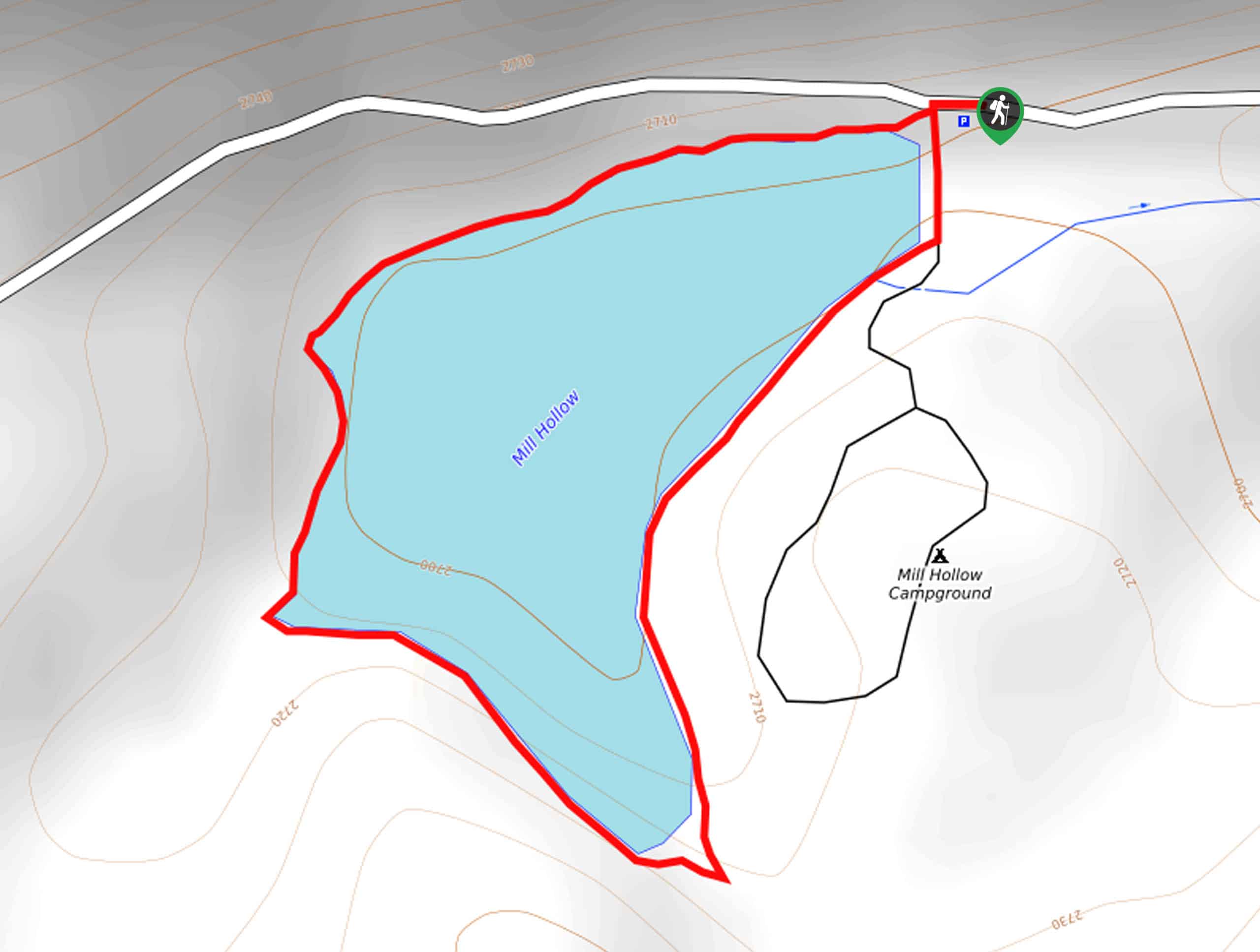 Mill Hollow Lake Loop Map