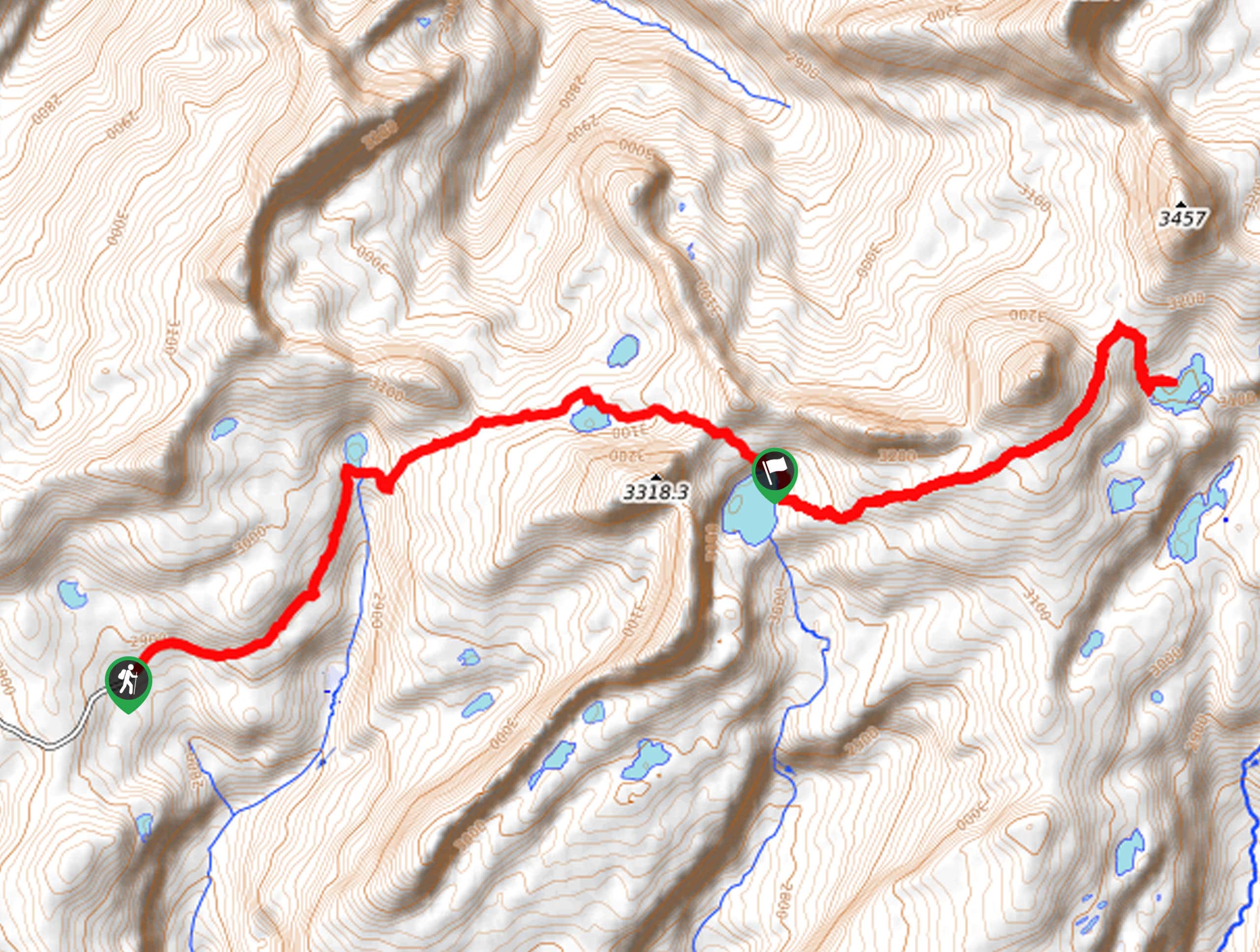 The Upper Setting Trail to Big Elk Lake and Island Lake Map