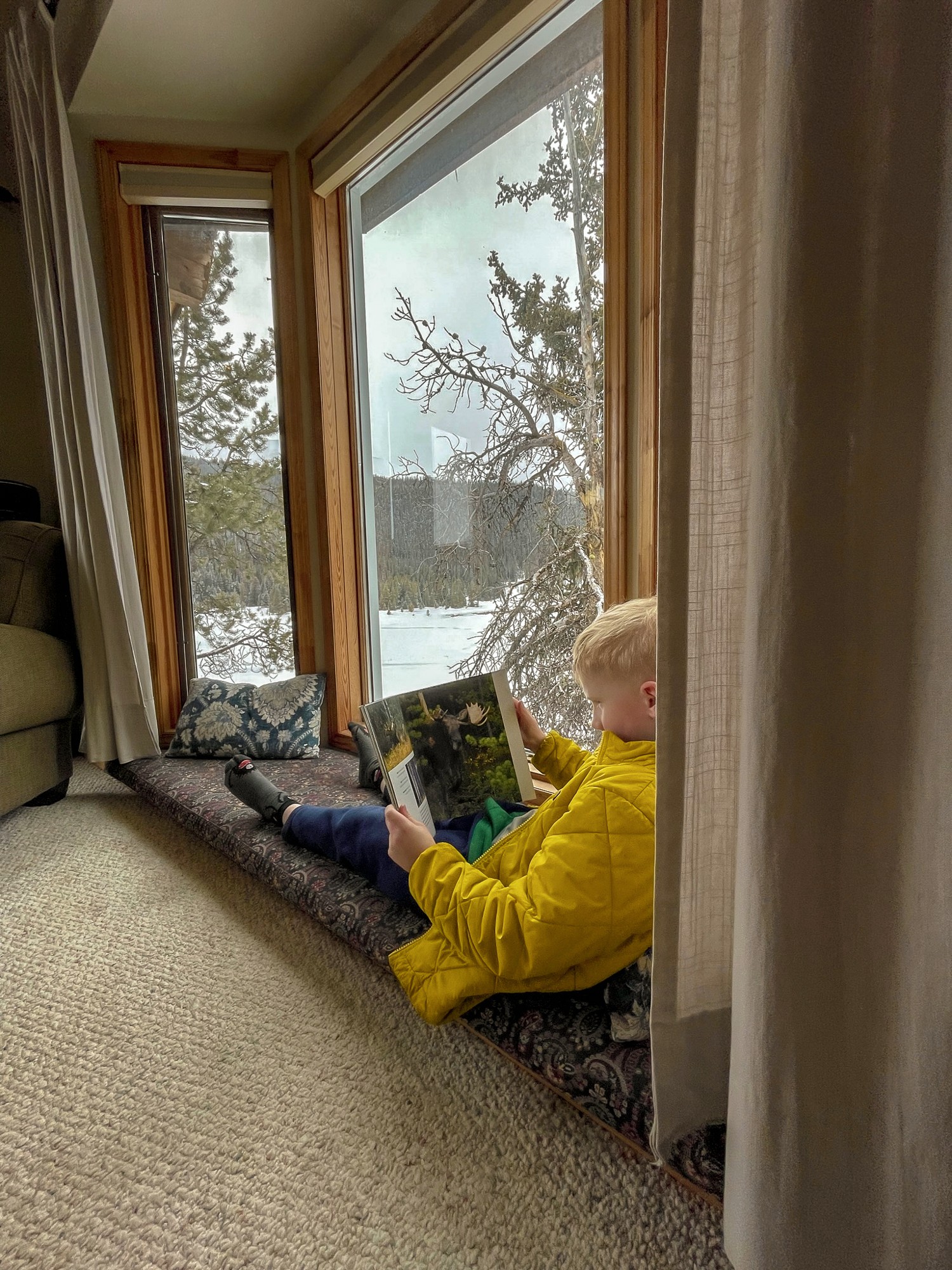 Reading a book in Mt Engadine Lodge