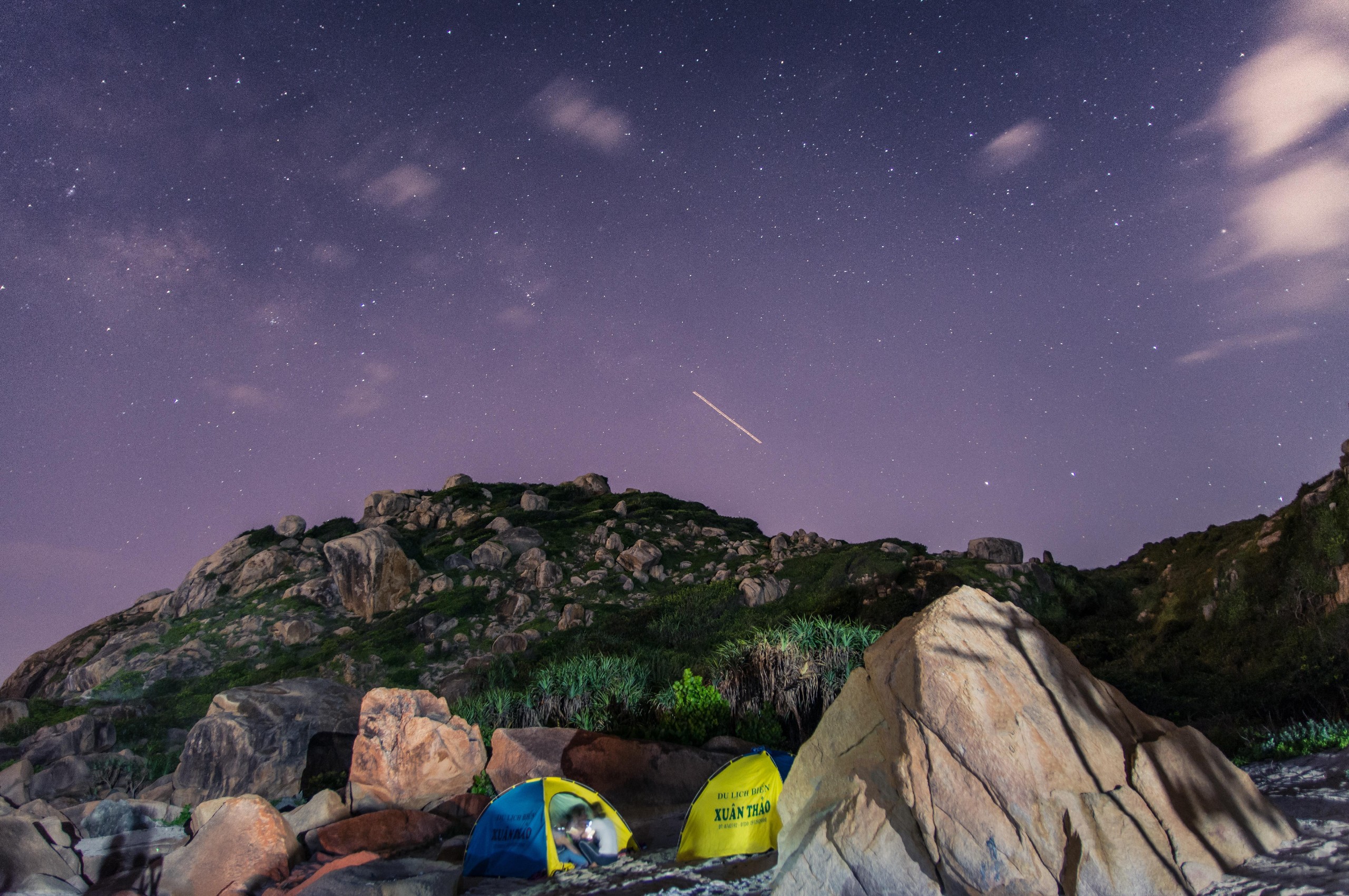 Wilderness campsite under the starry sky
