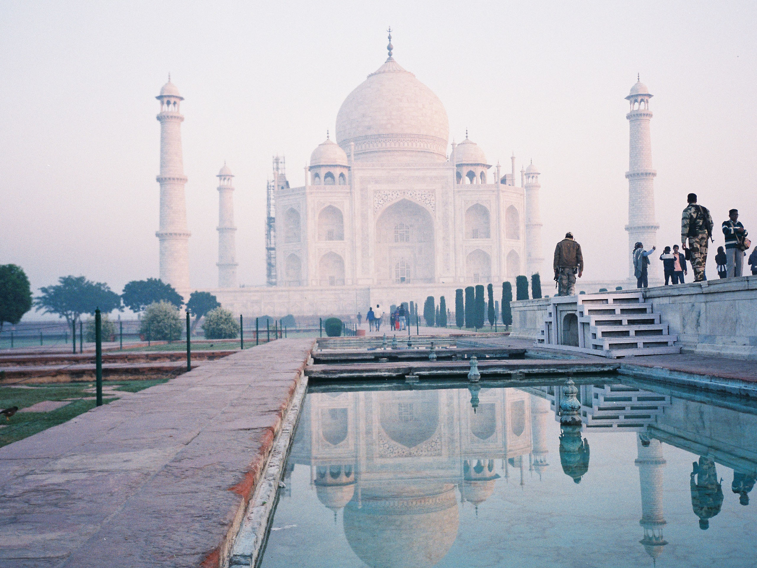 Taj Mahal - the architectural masterpiece and its sleek white marble walls