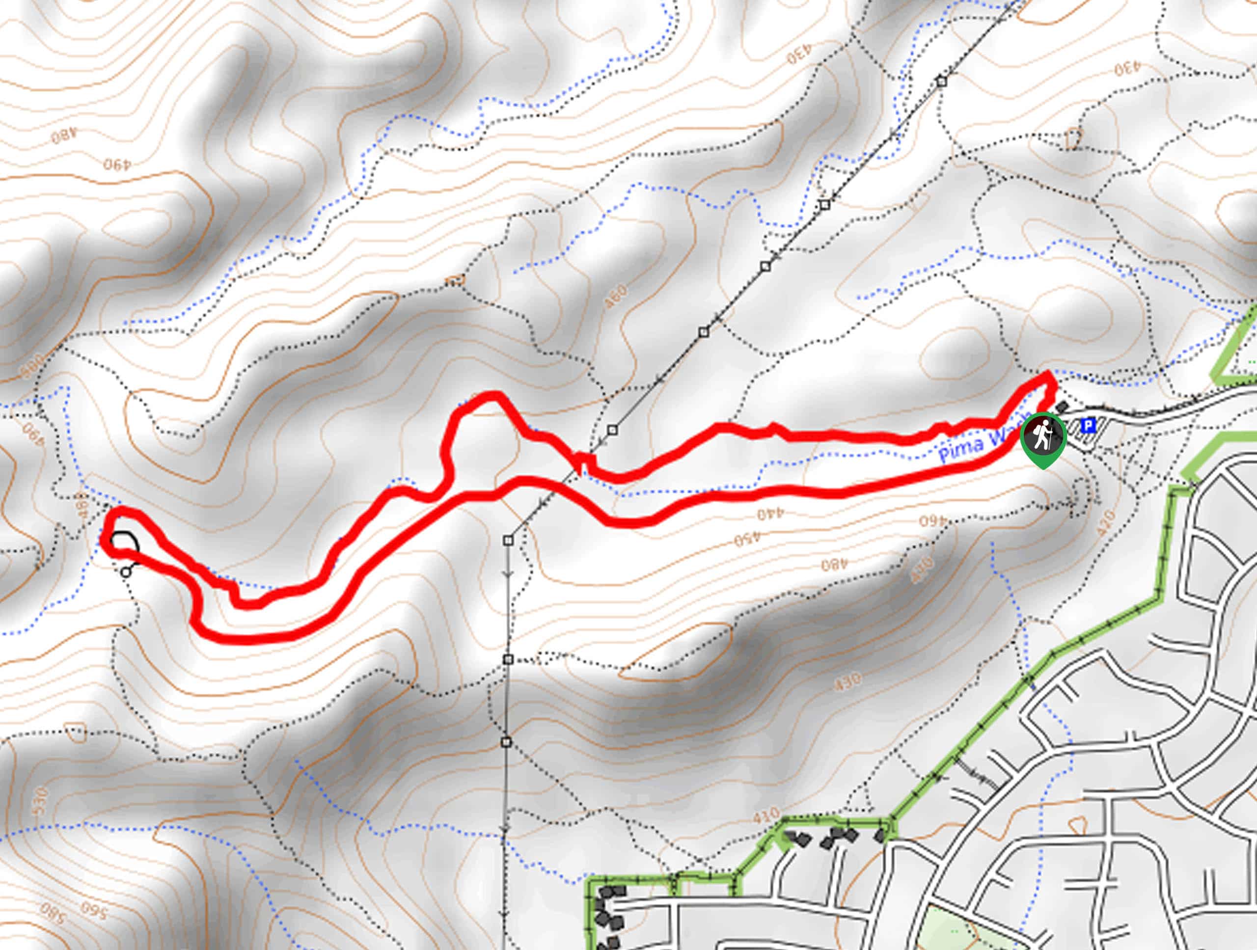 Pima Wash Trail to West Loop Map