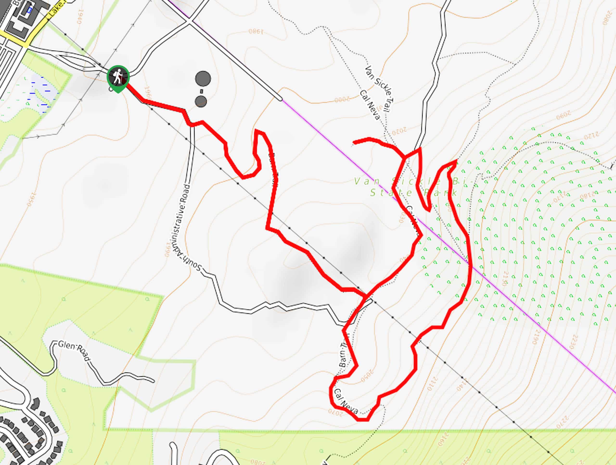 Barn Trail to Cal Neva Loop Map