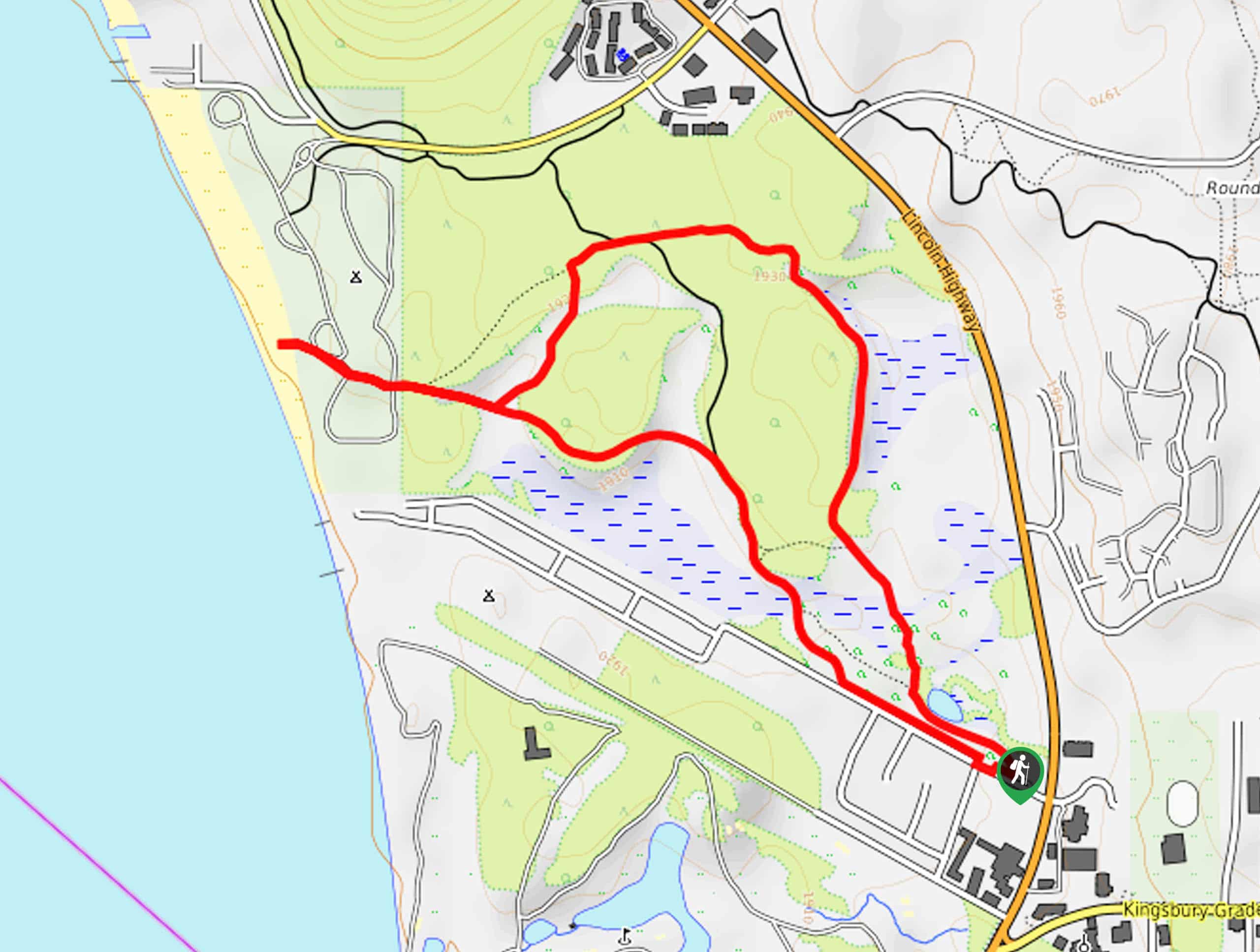Lam Watah Nature Trail to Nevada Beach Hike Map
