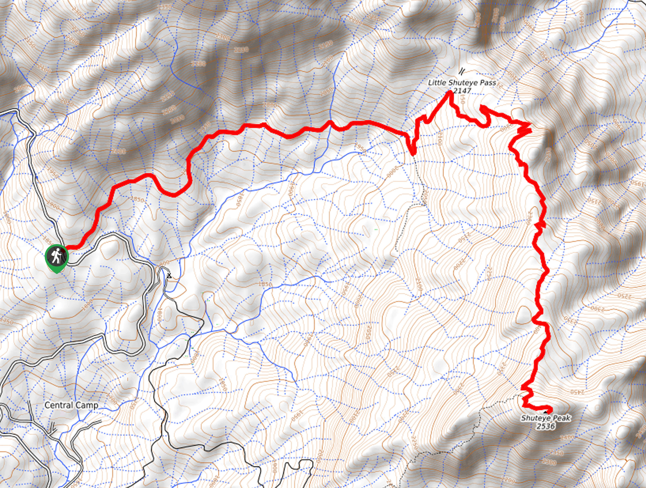 Shuteye Peak Trail Map